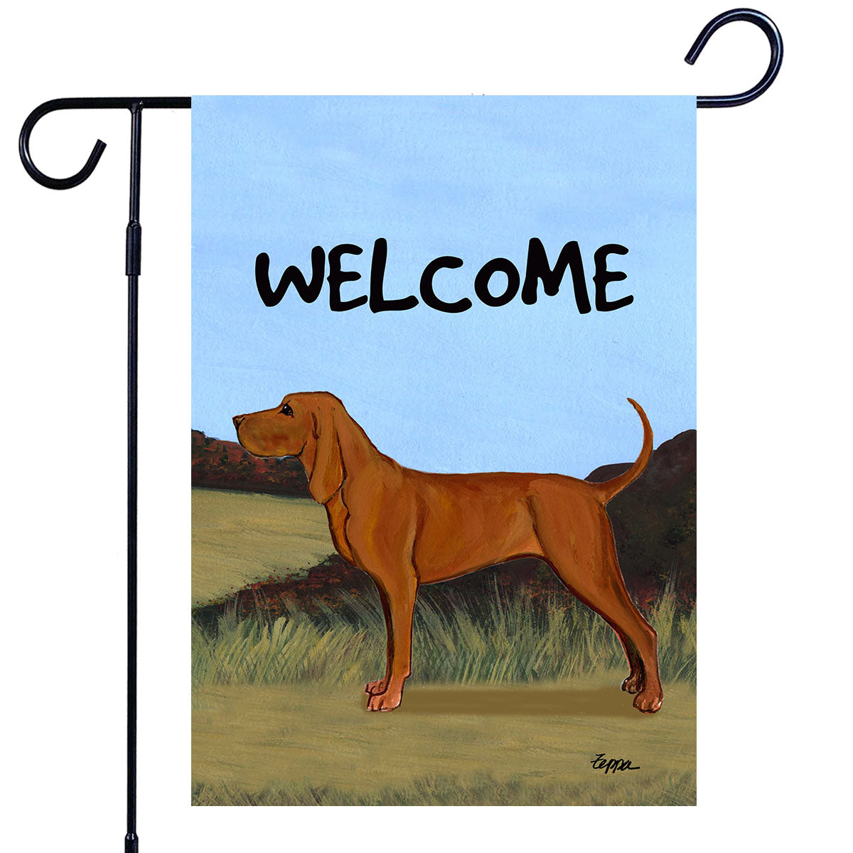 Redbone Coonhound Scenic Garden Flag