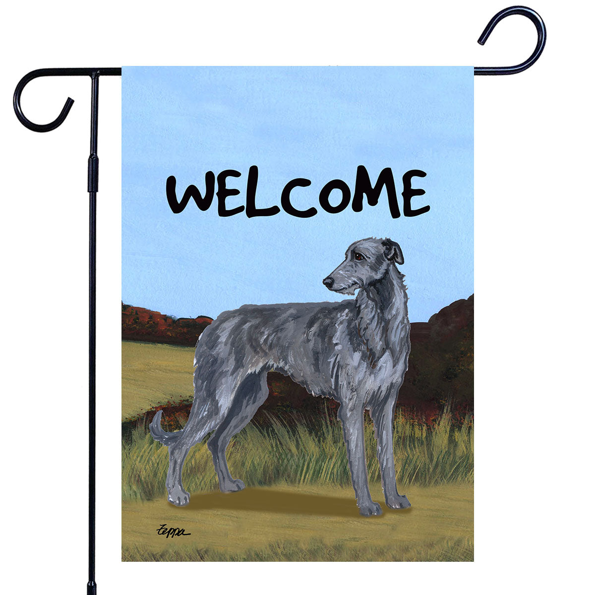 Scottish Deerhound Scenic Garden Flag