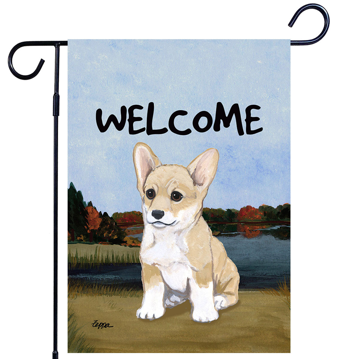 Welsh Corgi Scenic Garden Flag