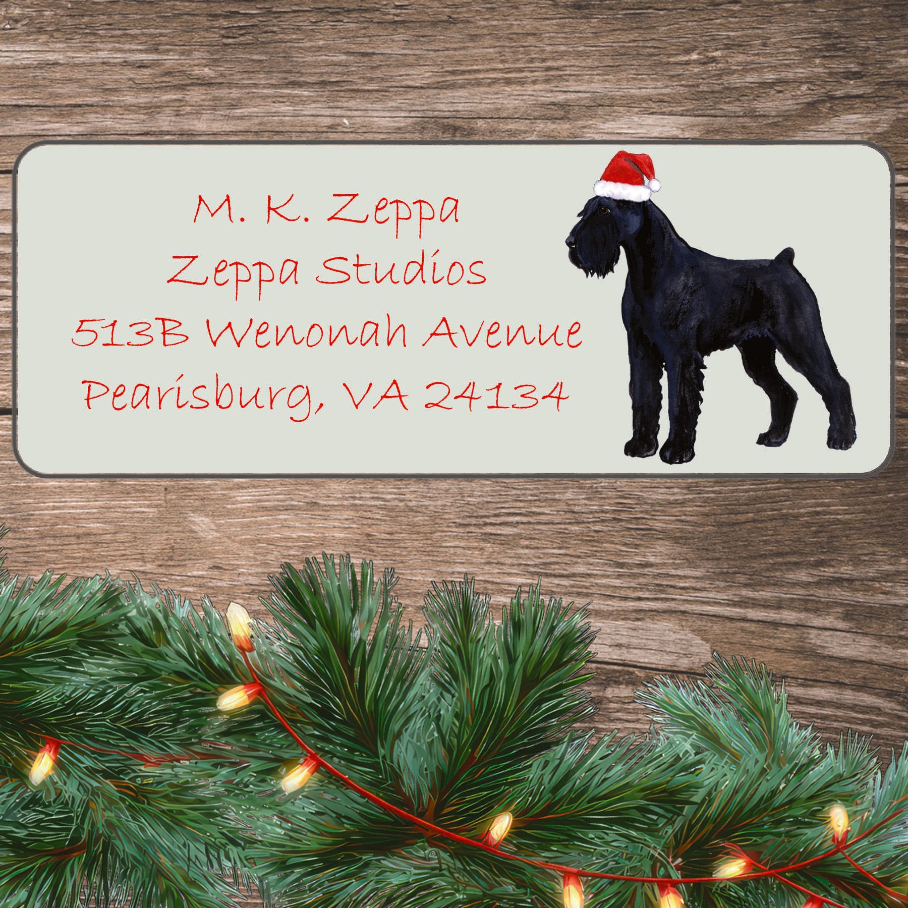 Giant Schnauzer Christmas Return Address Label