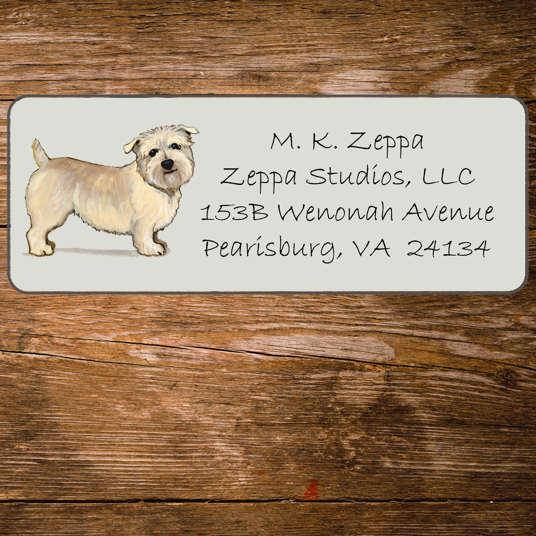 Return address label with a Glan of Imaal Terrier illustration