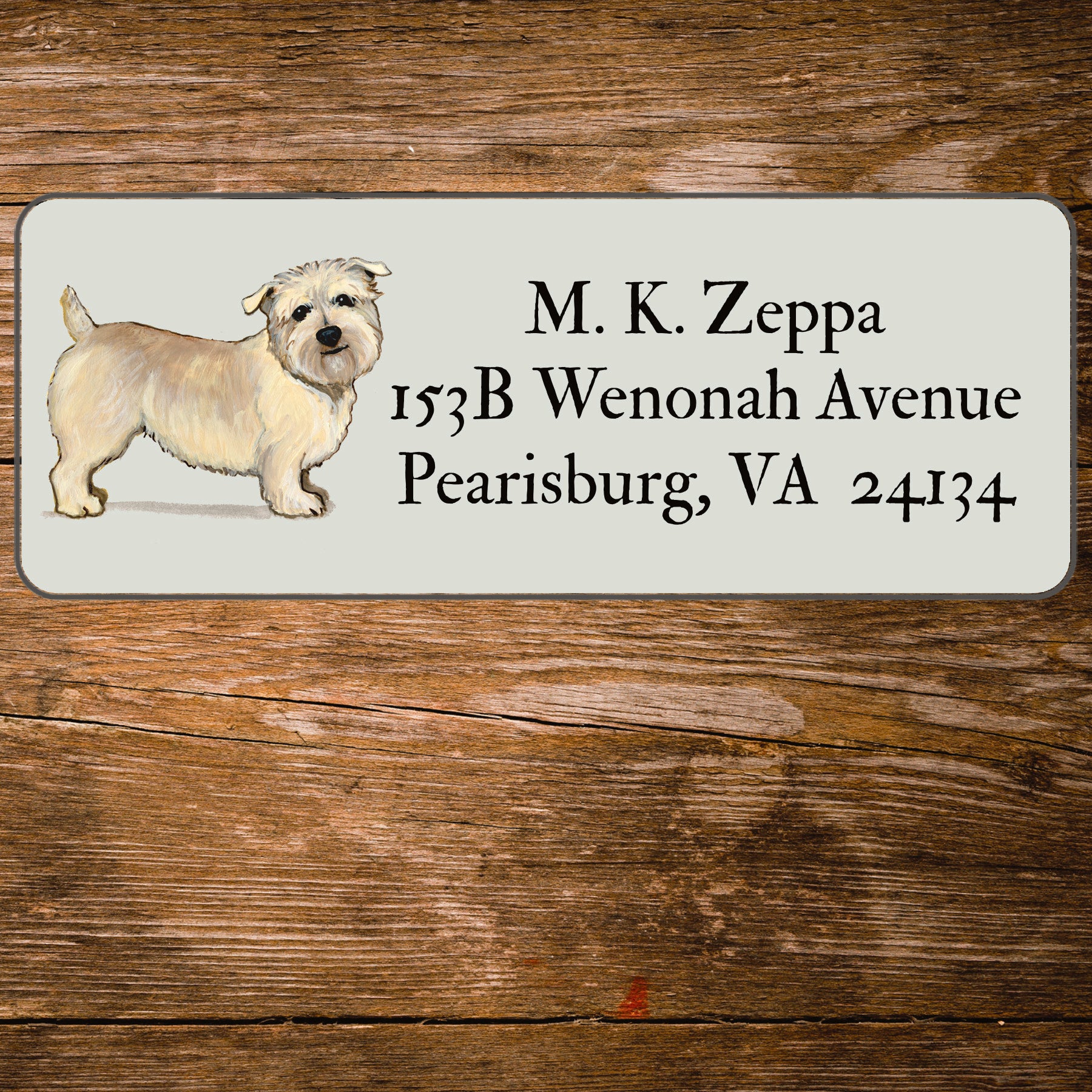 Return address label with a Glan of Imaal Terrier illustration