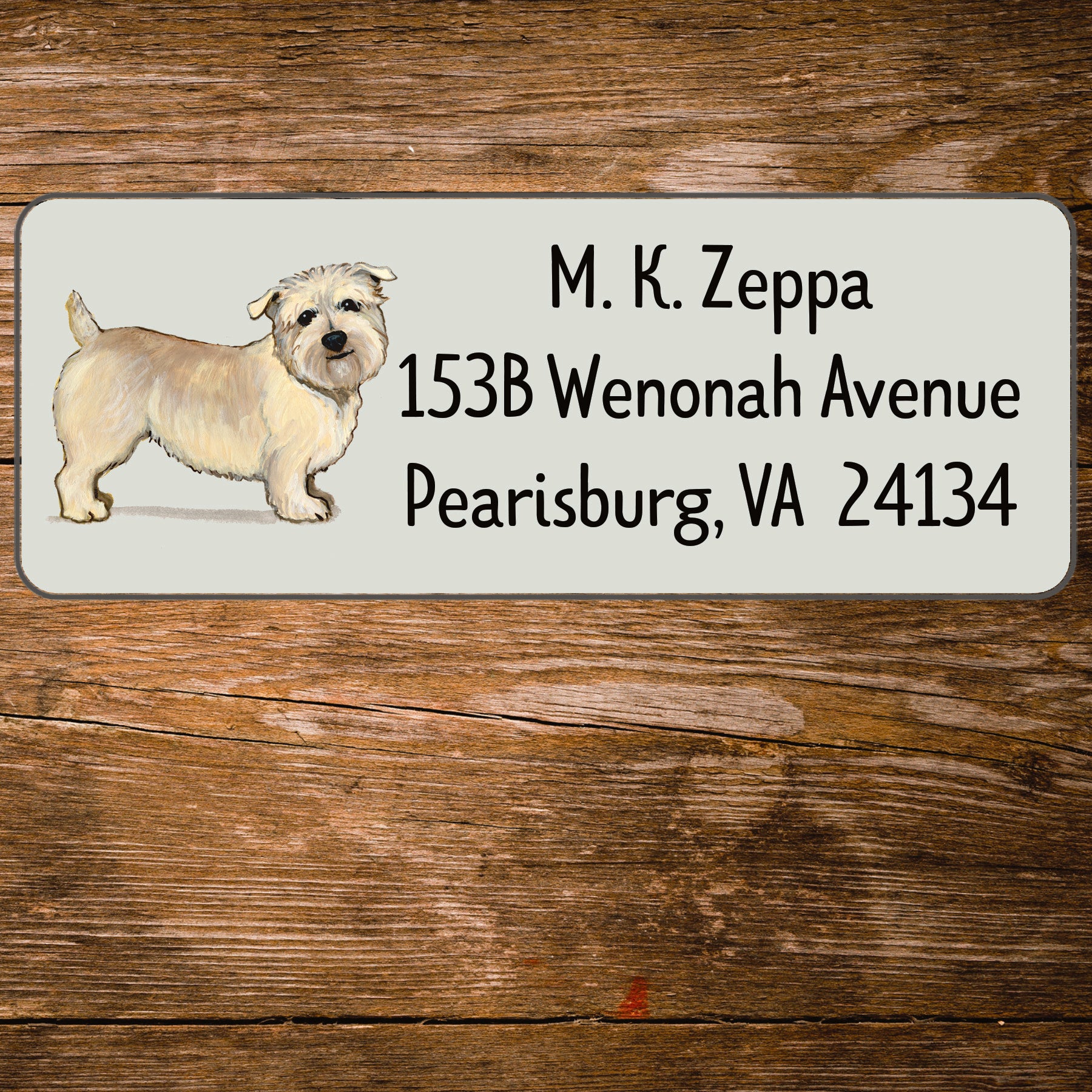 Return address label with a Glan of Imaal Terrier illustration