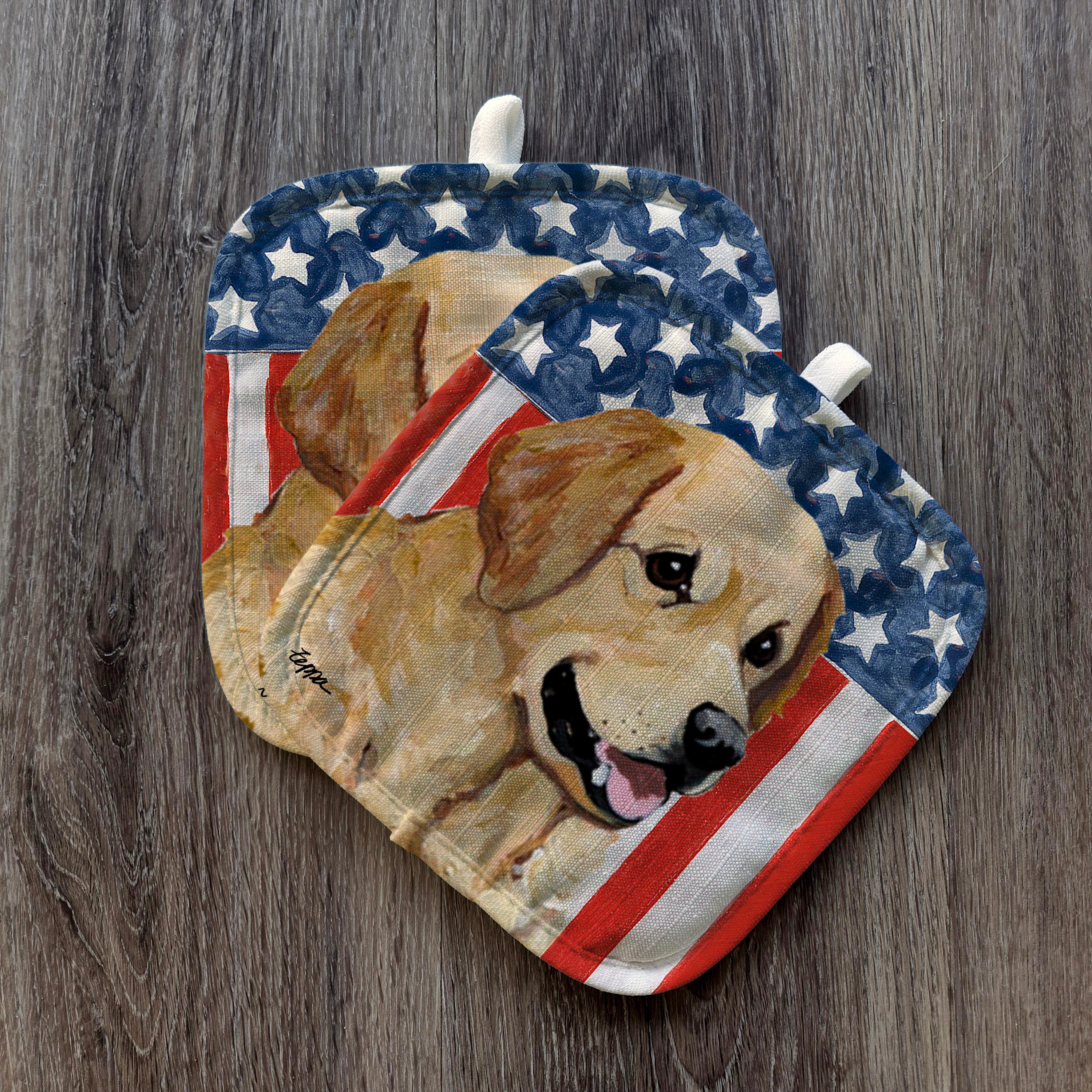 Golden Retriever Americana Pot Holder Set