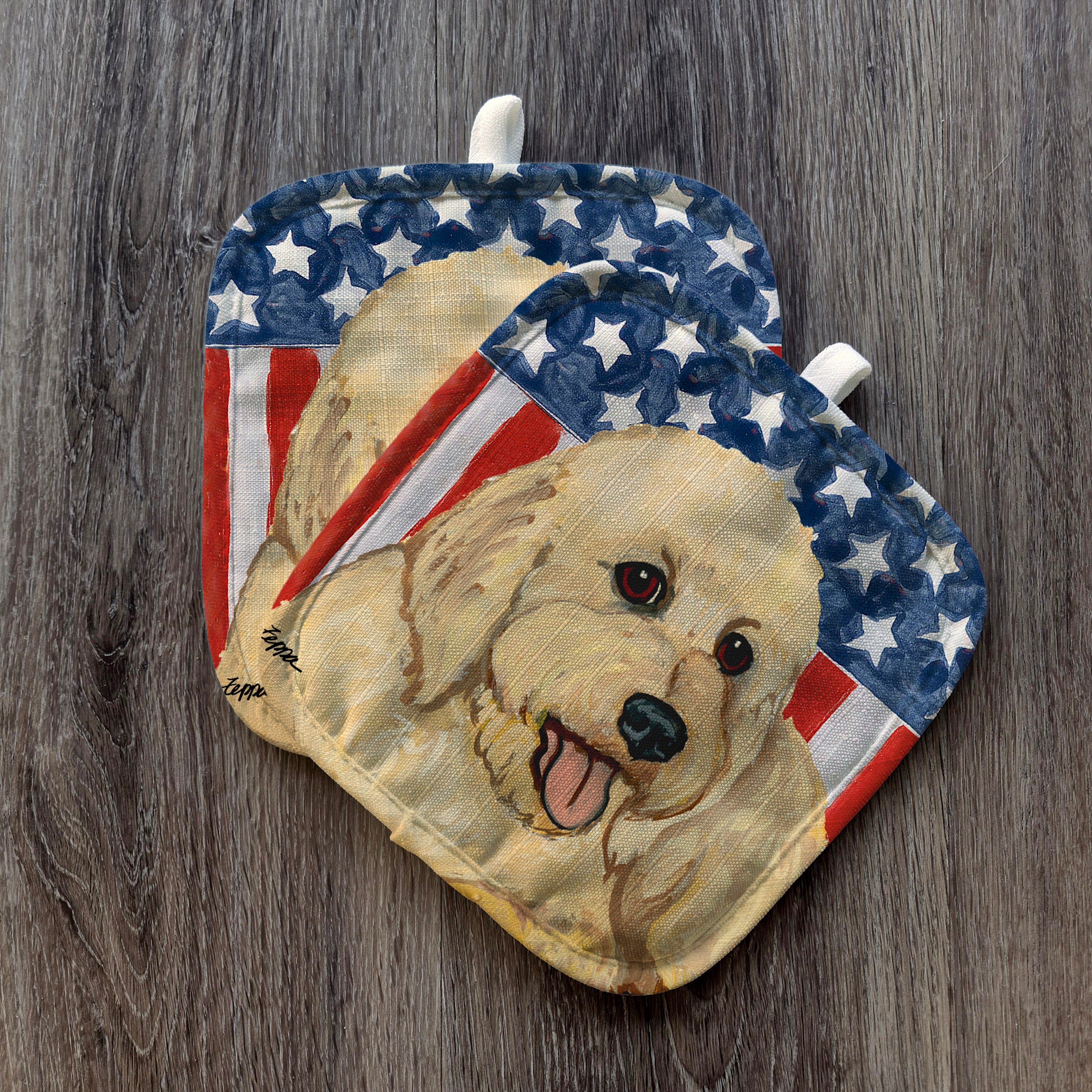 Golden Doodle Americana Pot Holder Set
