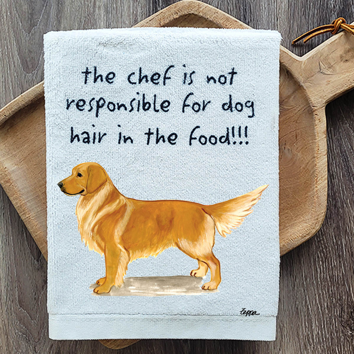 Pawsitively Adorable Golden Retriever Standing Kitchen Towel