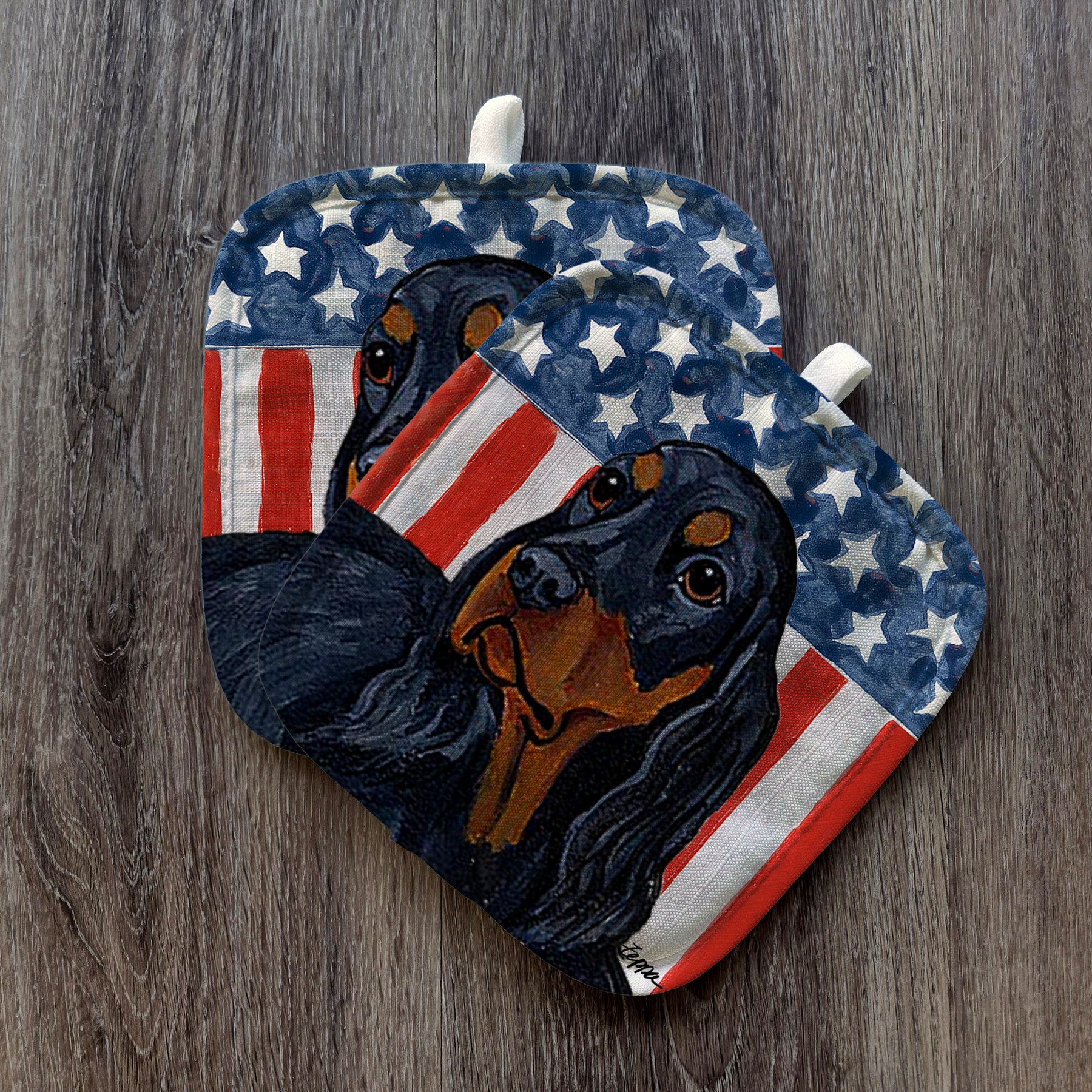 Gordon Setter Americana Pot Holder Set