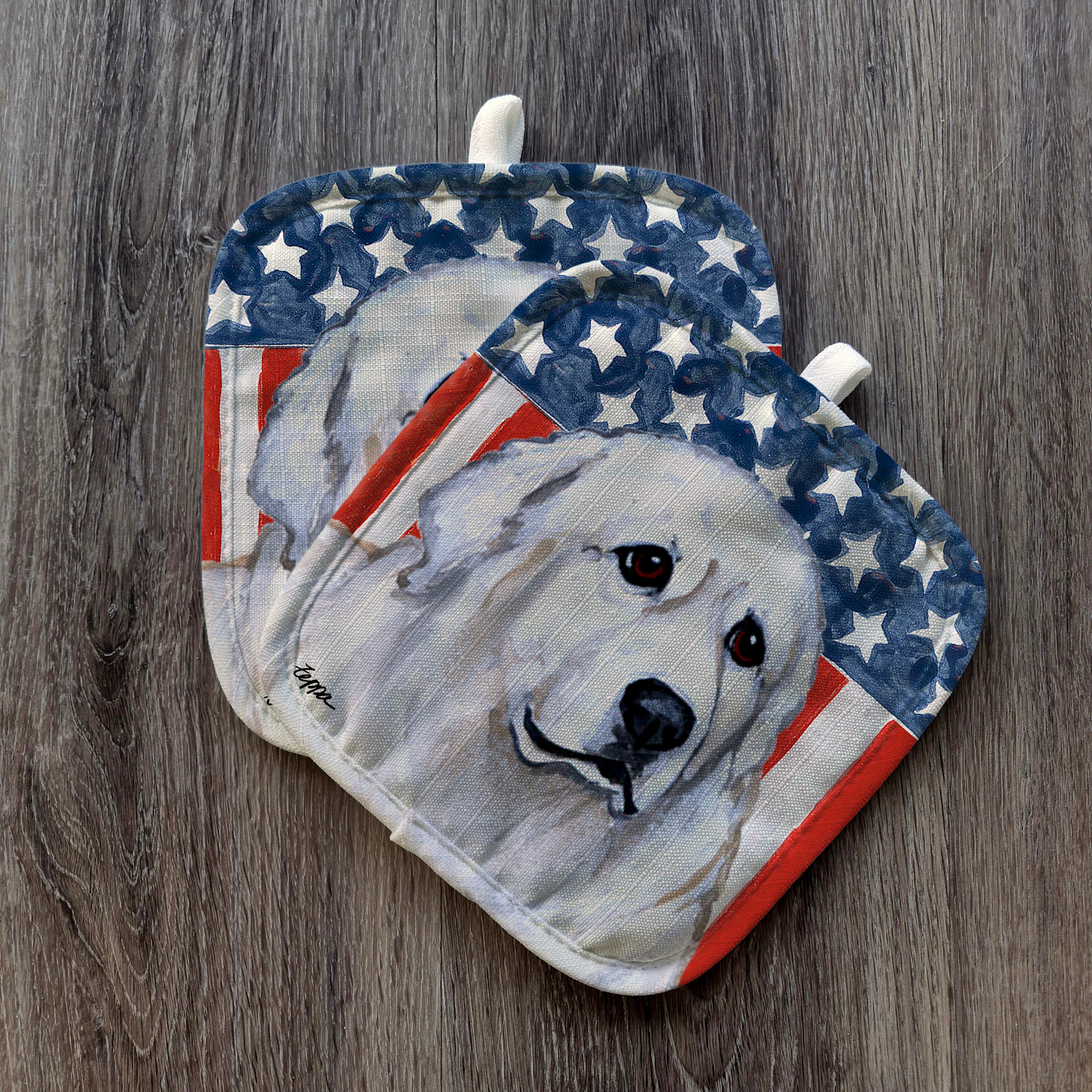 Great Pyrenees Americana Pot Holder Set