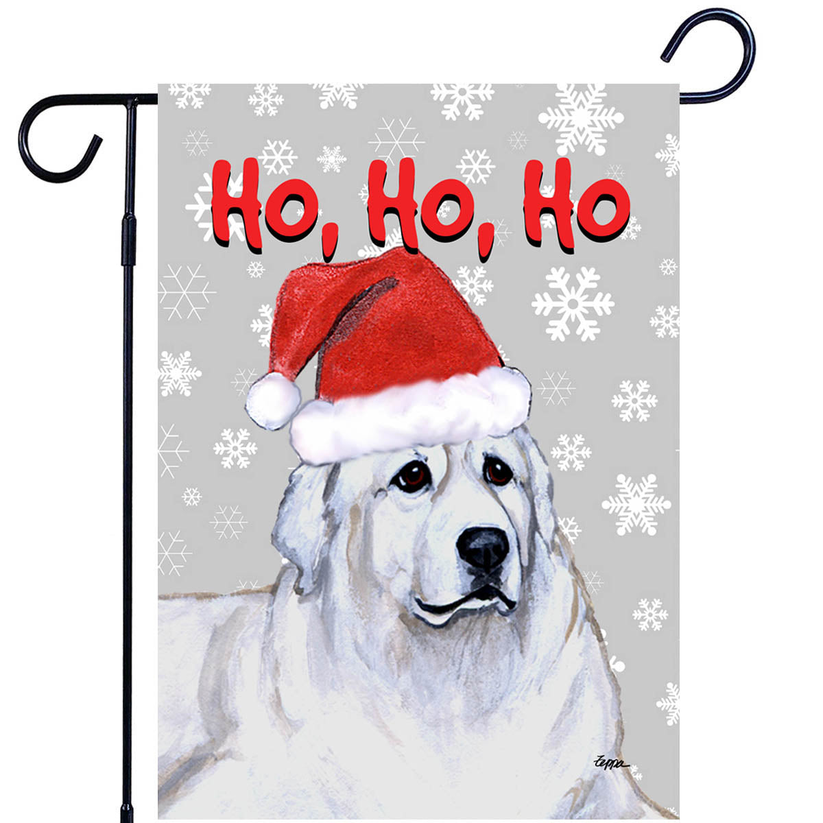 Great Pyrenees Ho Ho Ho Garden Flag