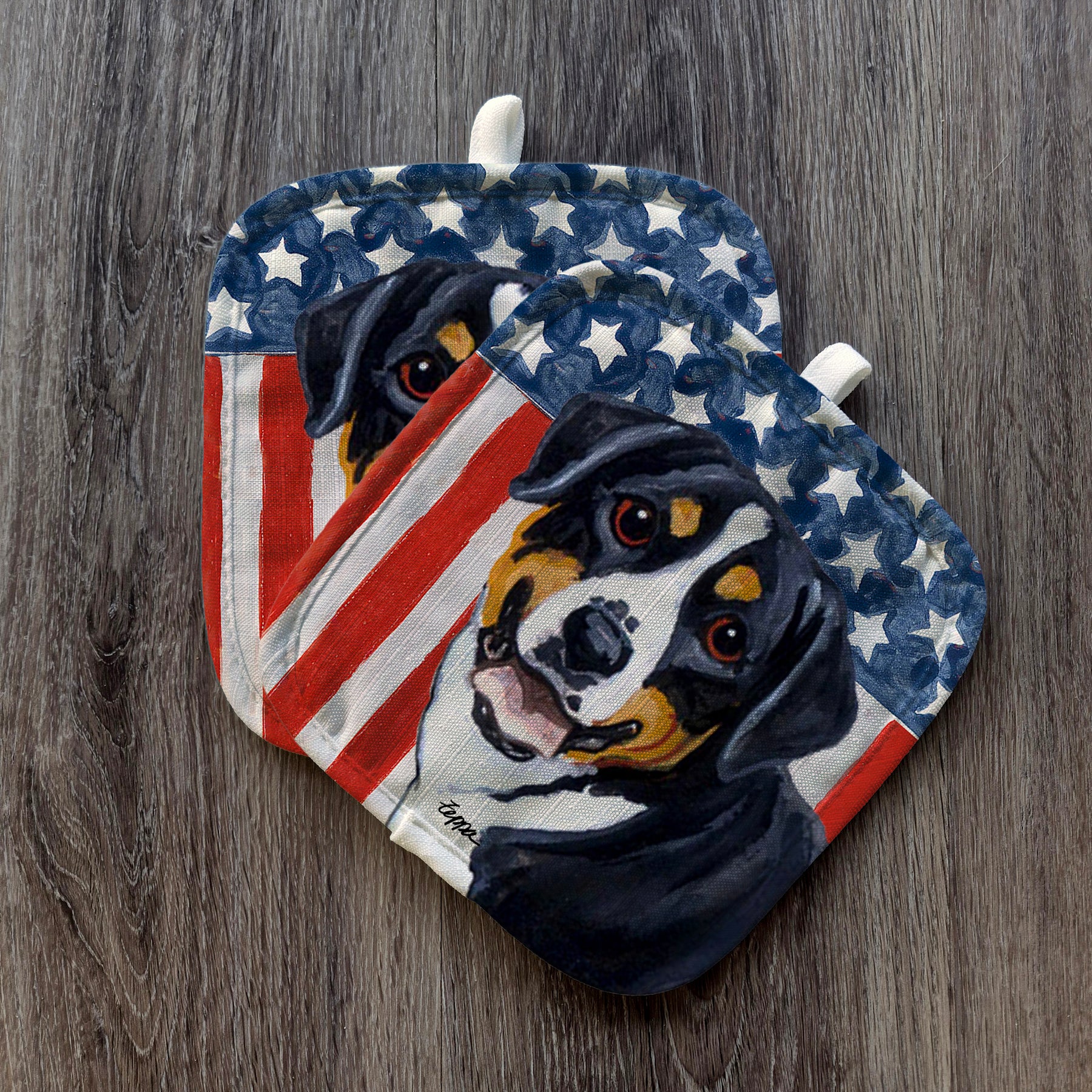 Greater Swiss Mountain Dog Americana Pot Holder Set