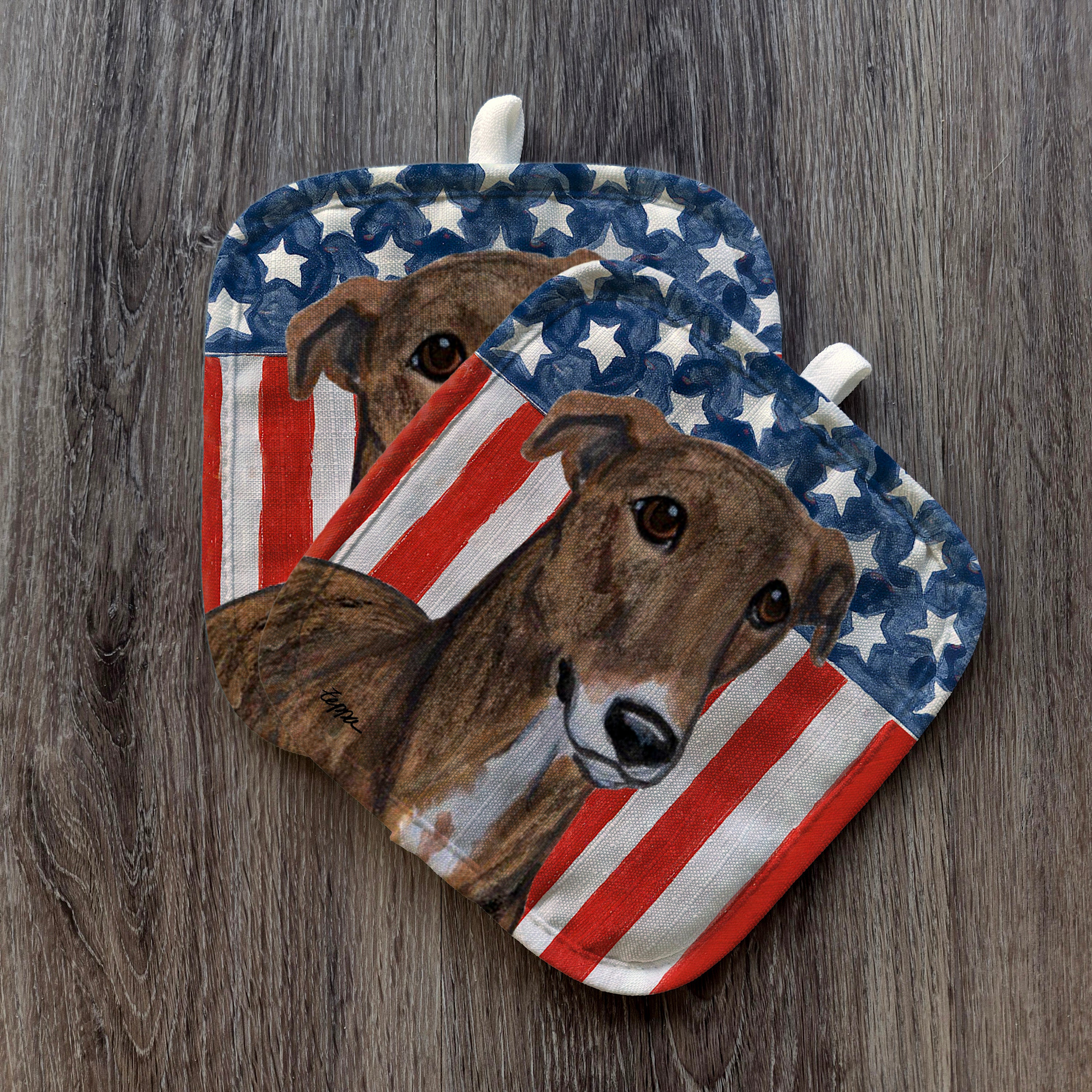 Greyhound Americana Pot Holder Set