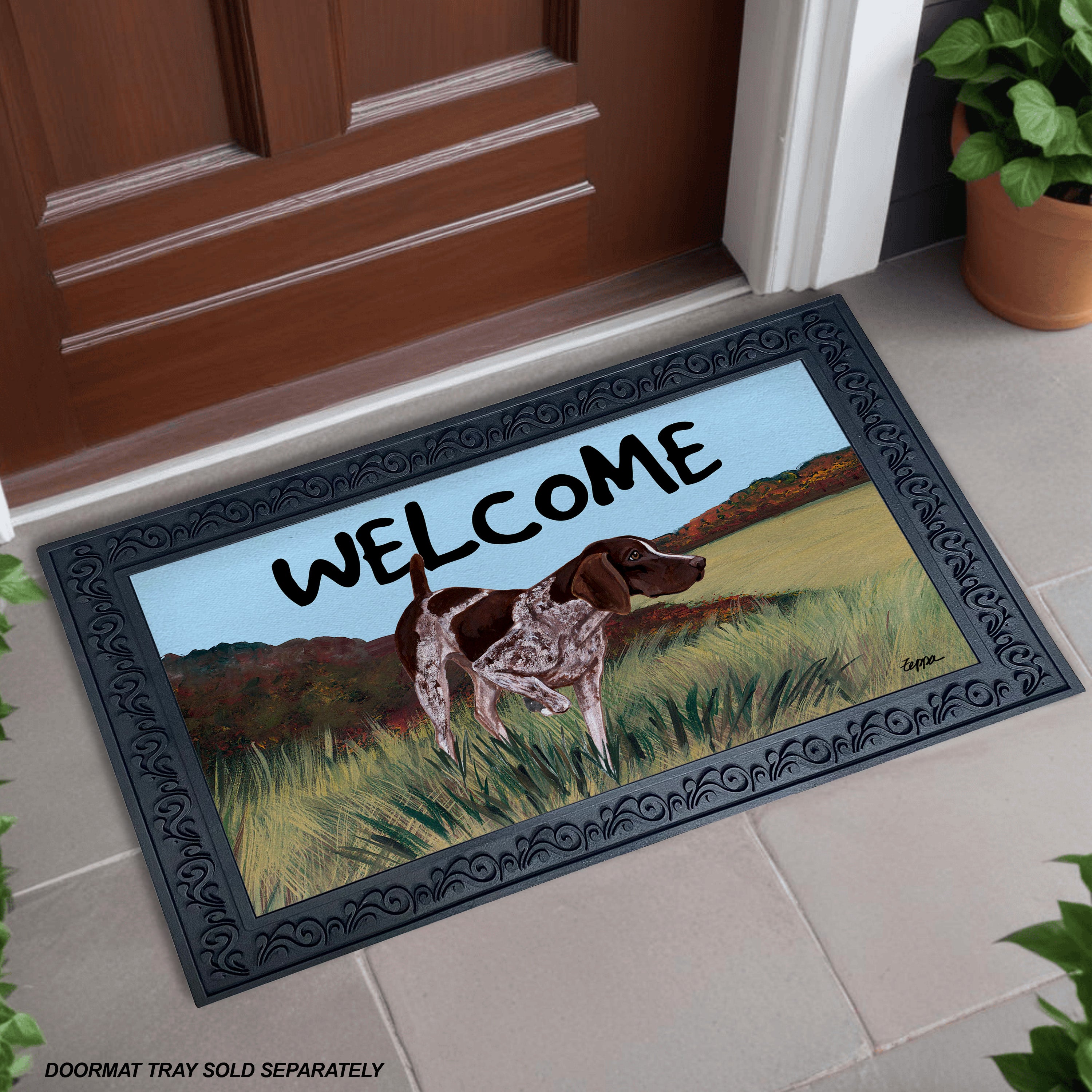 German Shorthair Pointer Field Scene Welcome Mat