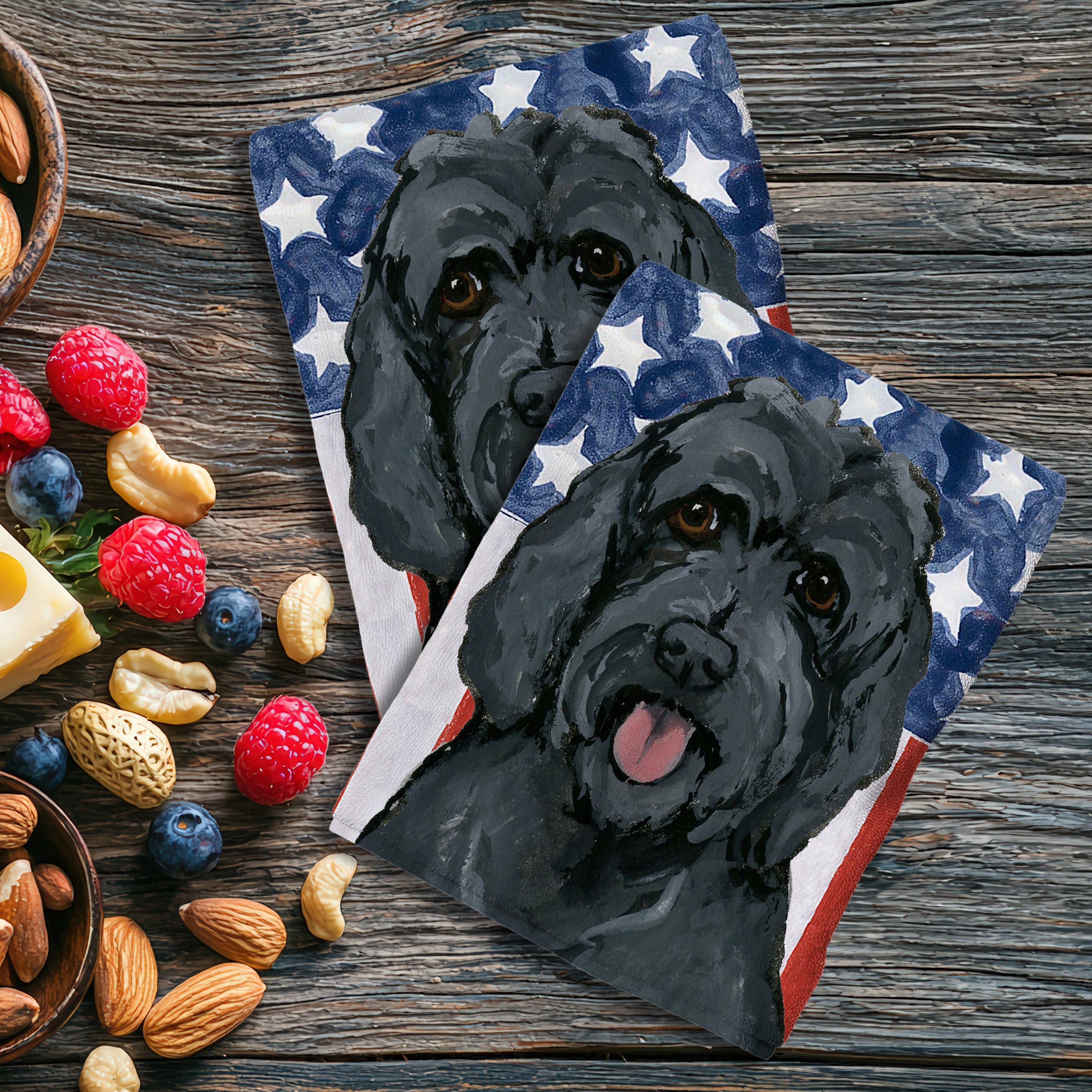 Black Labradoodle Americana Kitchen Towel Set