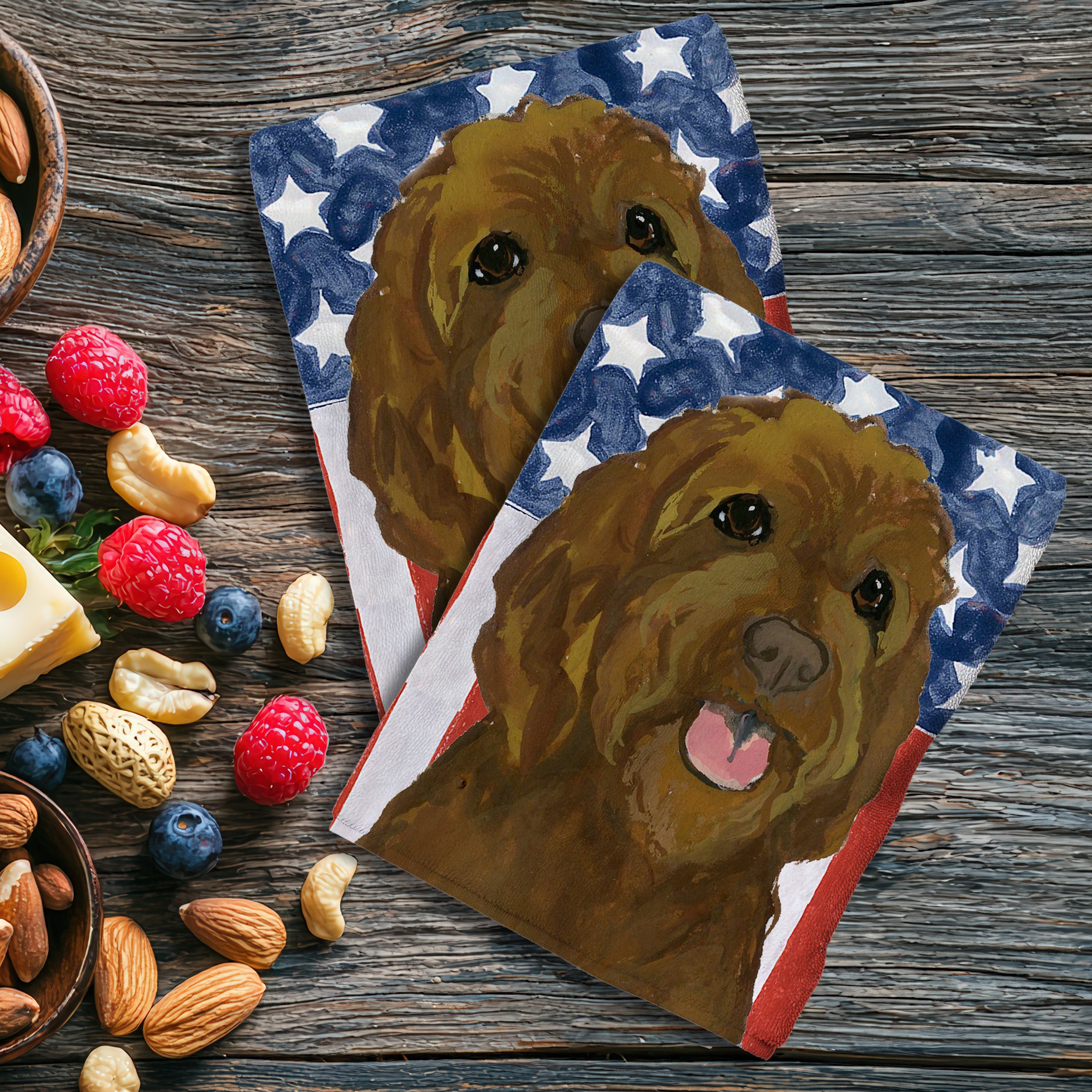 Brown Labradoodle Americana Kitchen Towel Set