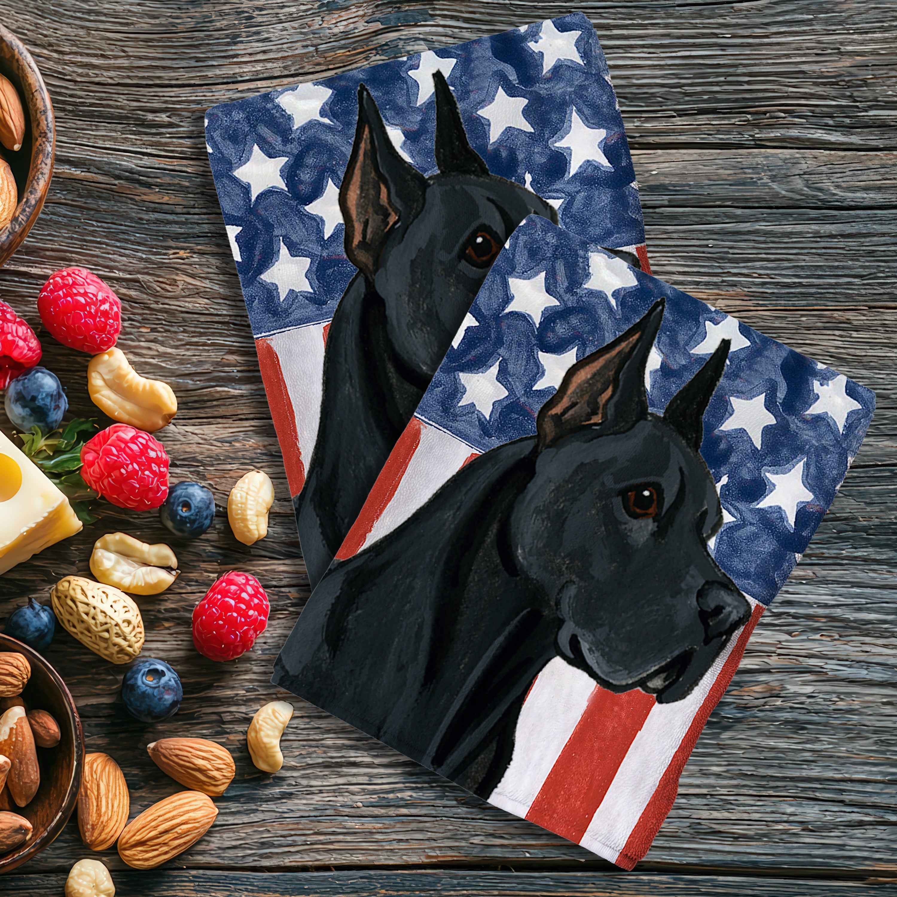 Black Great Dane Americana Kitchen Towel Set