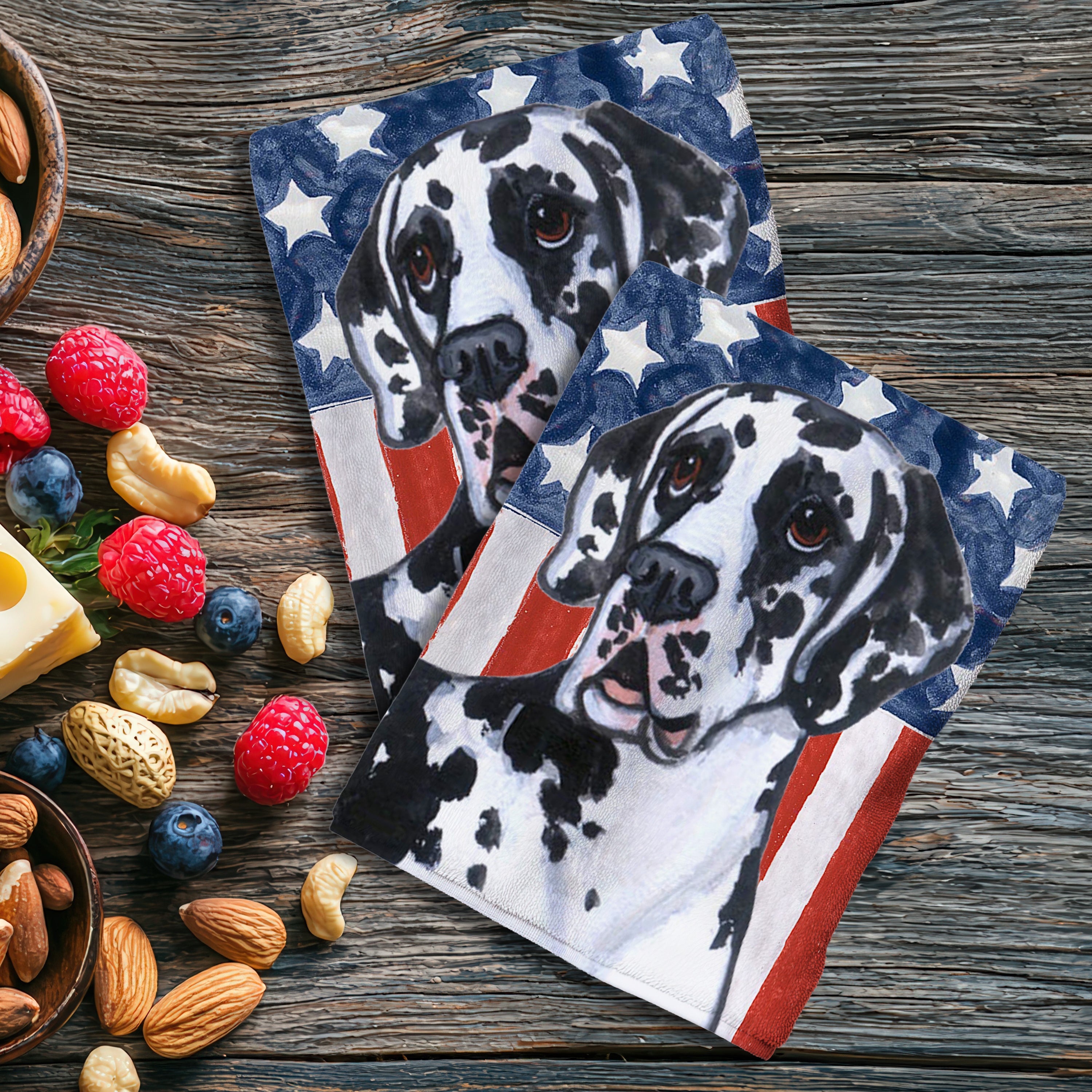 Harlequin Great Dane with Natural Ears Americana Kitchen Towel Set