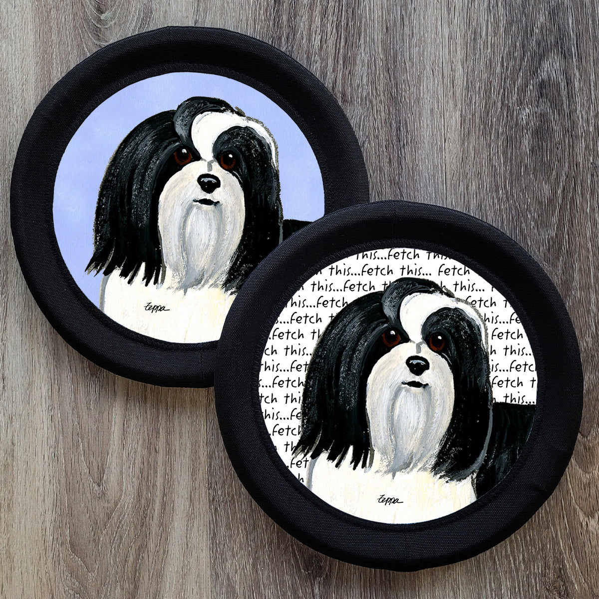 Black and White Havanese FotoFrisby Flying Disk Dog Toy