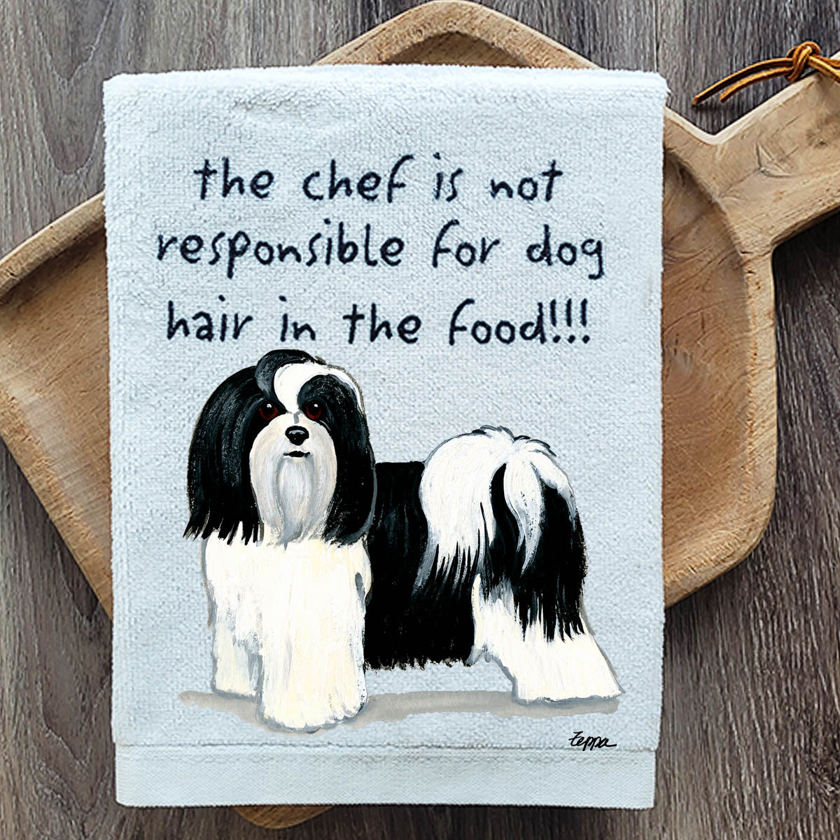 Pawsitively Adorable Black and White Havanese  Kitchen Towel