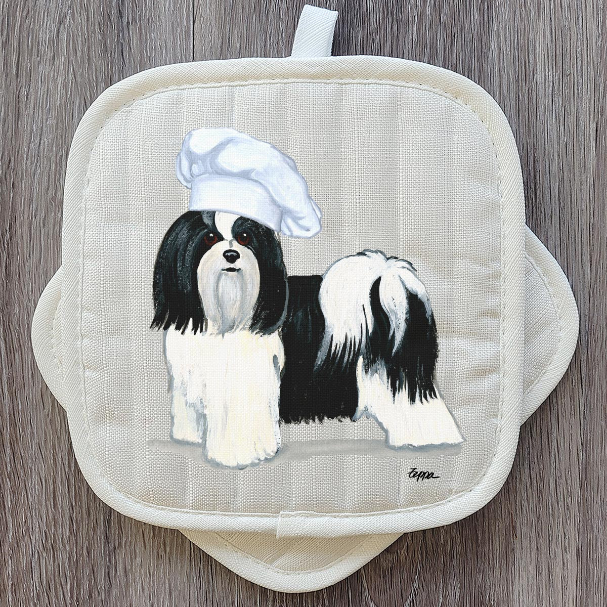 Black and White Havanese Pot Holder Set