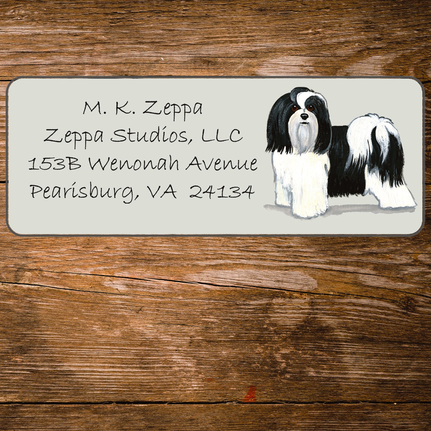 Return address label with a Havanese illustration.