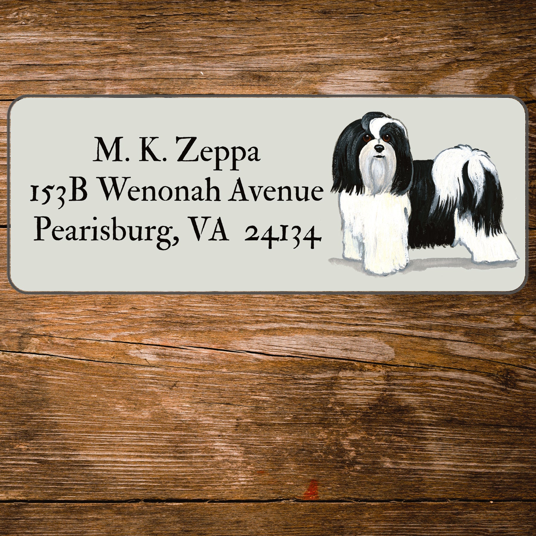 Return address label with a Havanese illustration.