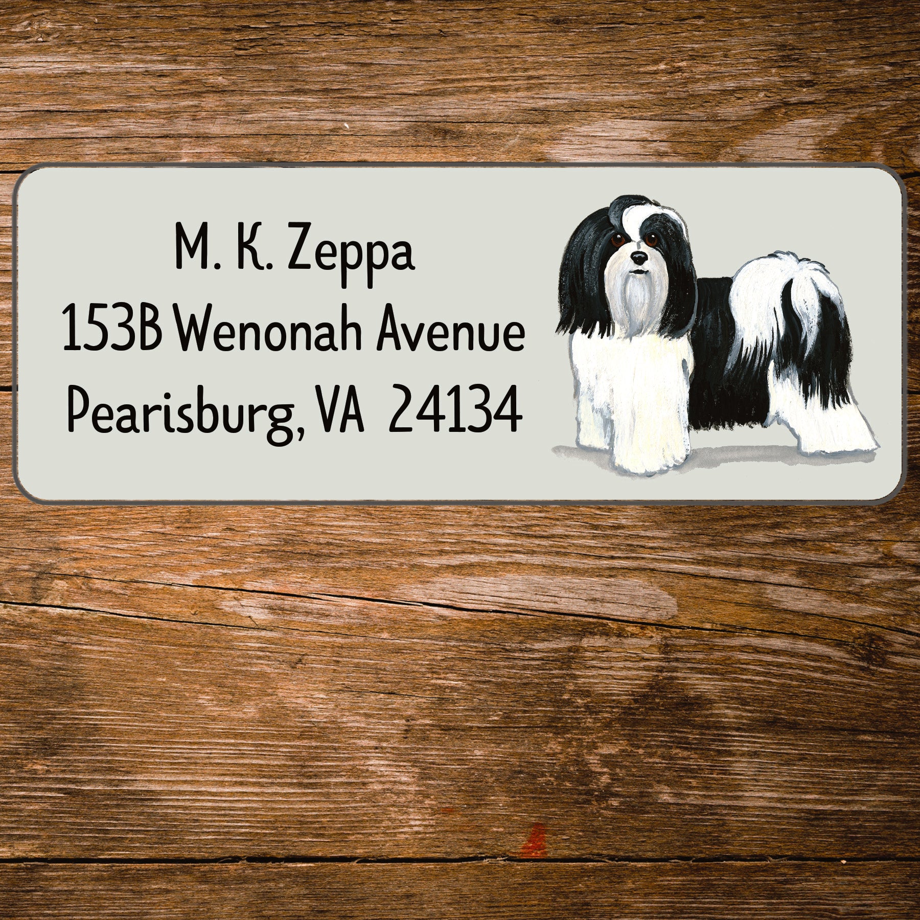 Return address label with a Havanese illustration.