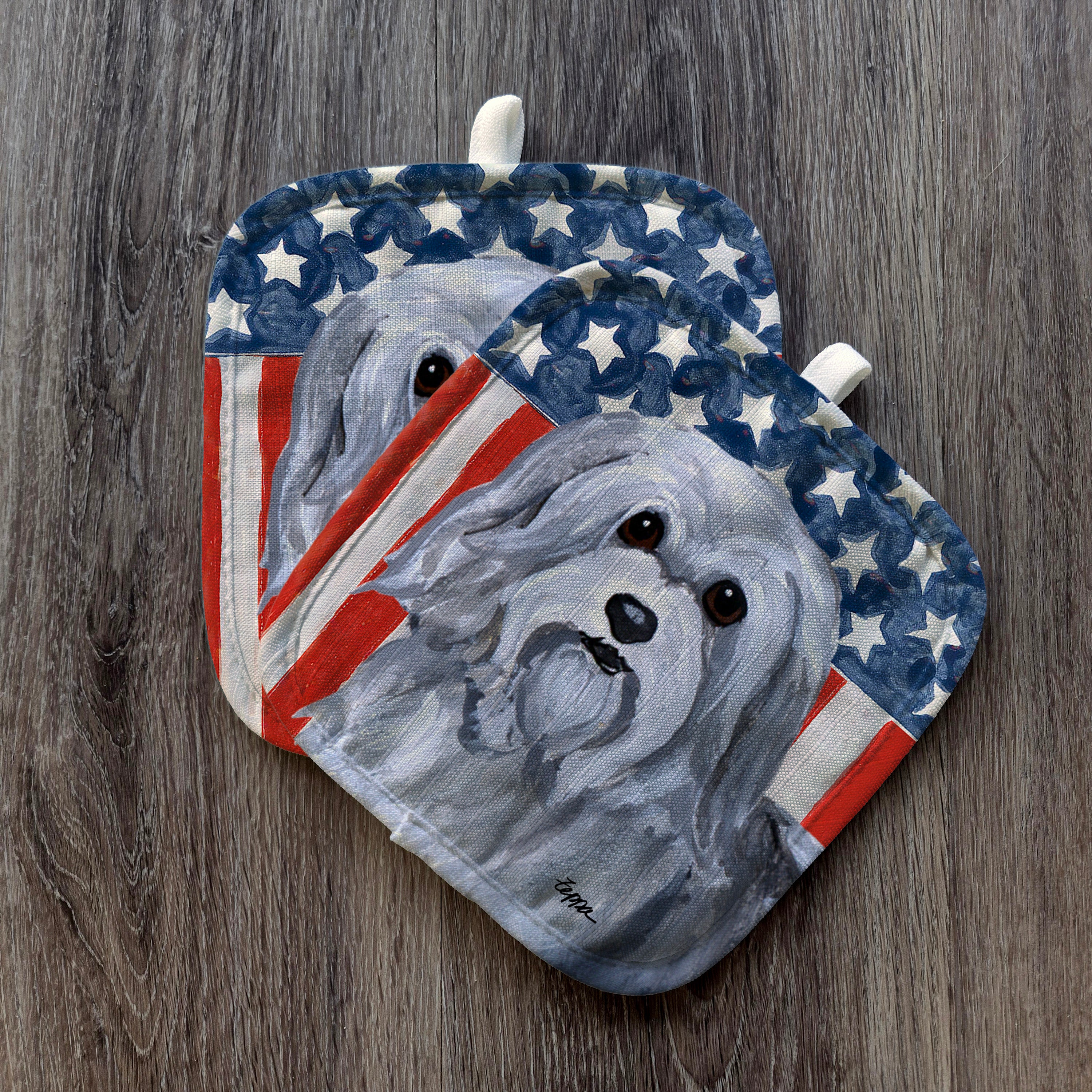Havanese Americana Pot Holder Set