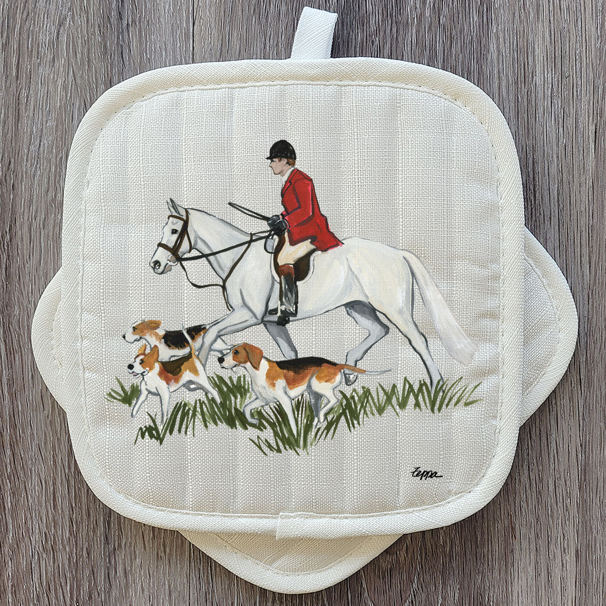 Pot Holder Set with Hunt Scene Design