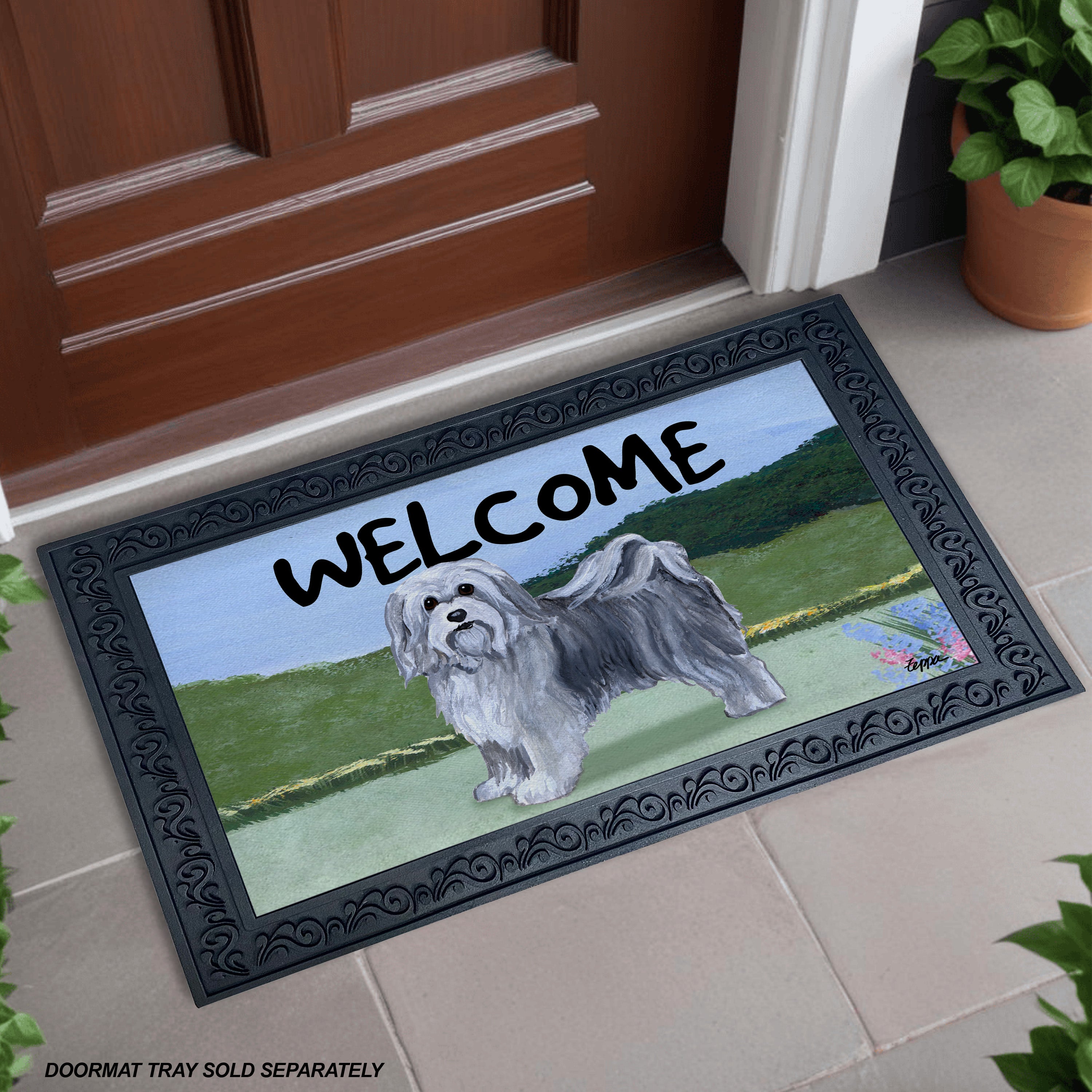 Havanese Yard Scene Welcome Mat