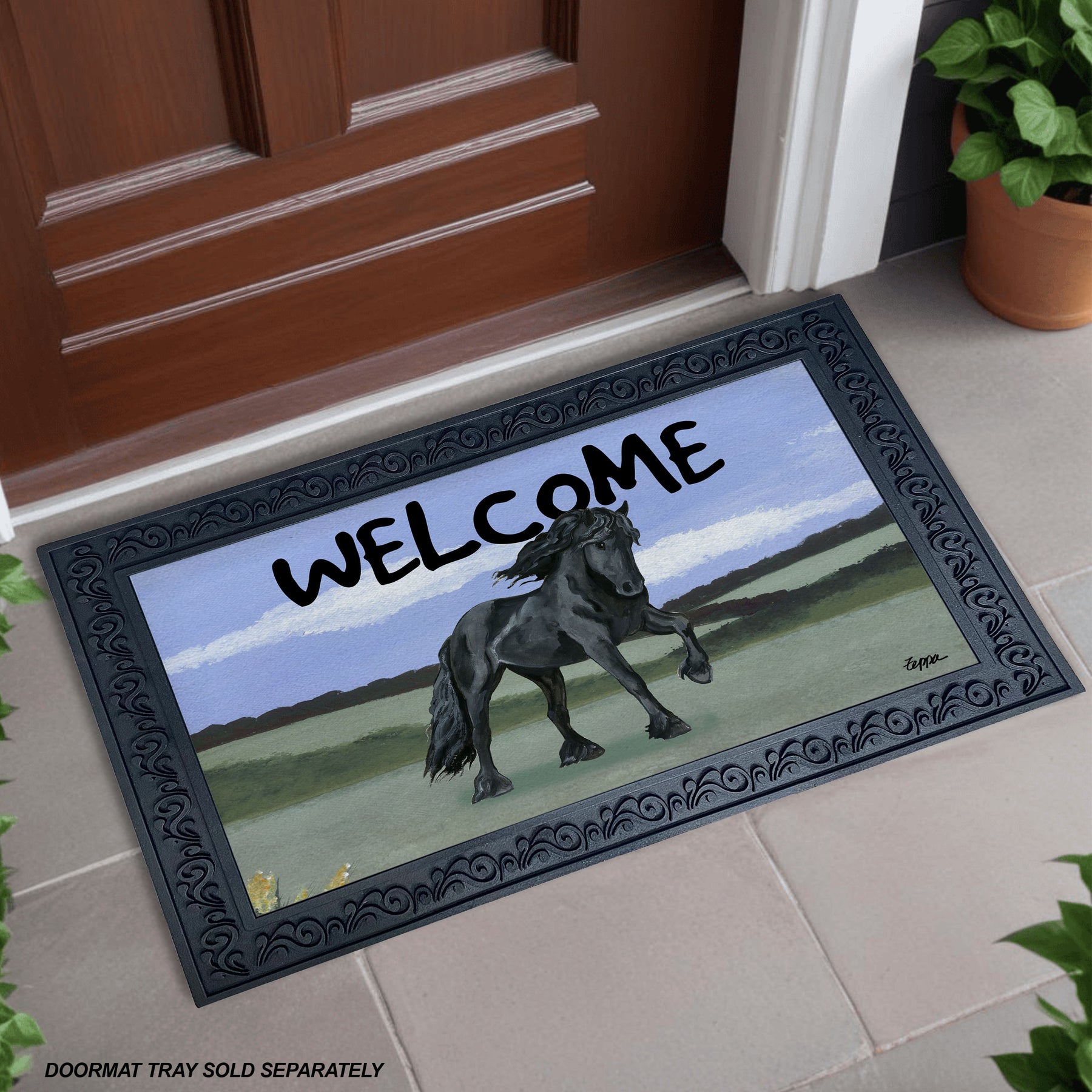 Friesian Horse Welcome Mat