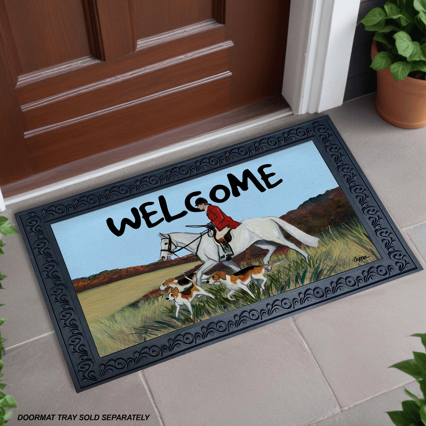 Fox Hunt Scene Welcome Mat