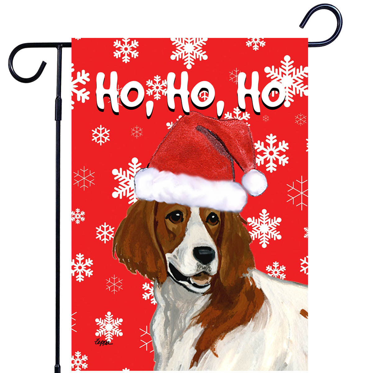 Irish Red & White Setter Ho Ho Ho Garden Flag