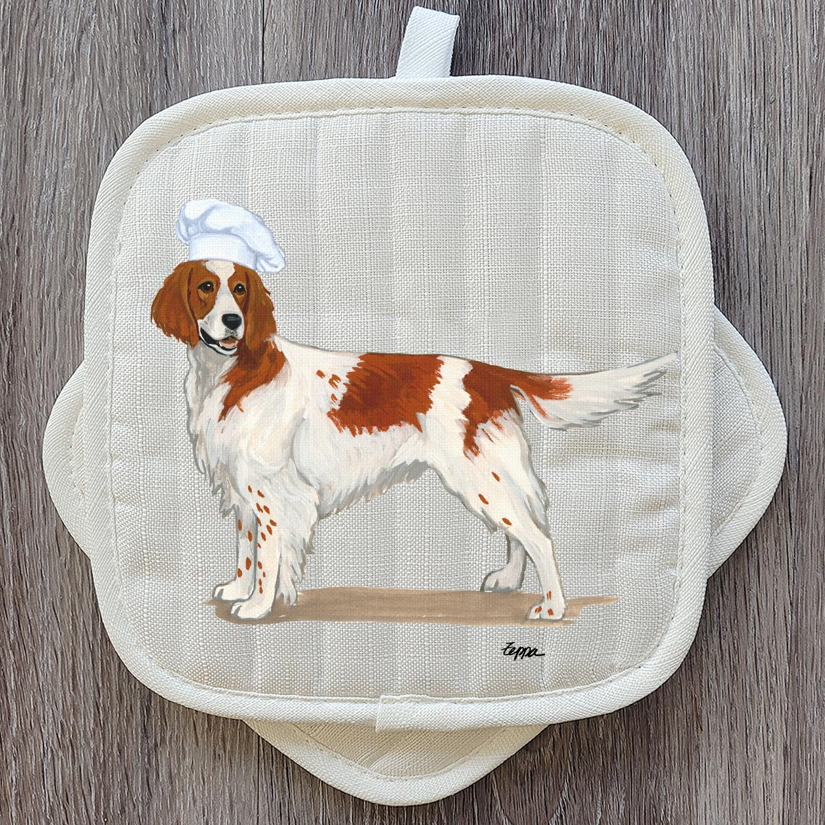 Irish Red and White Setter Pot Holder Set