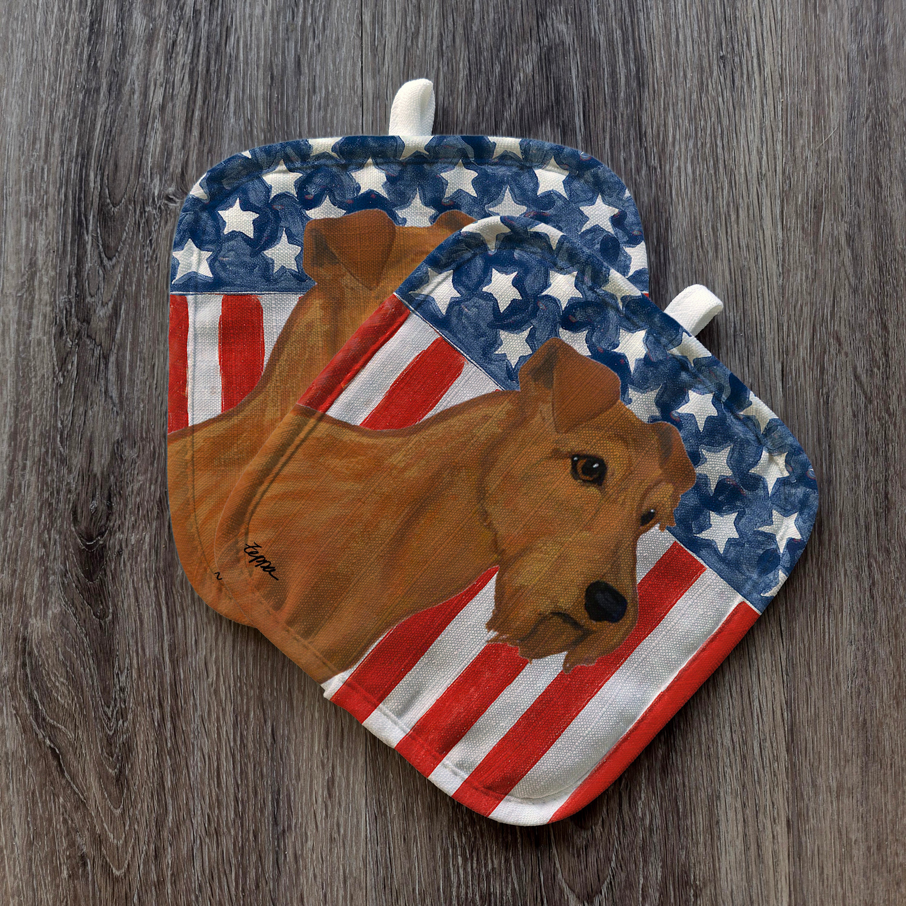 Irish Terrier Americana Pot Holder Set