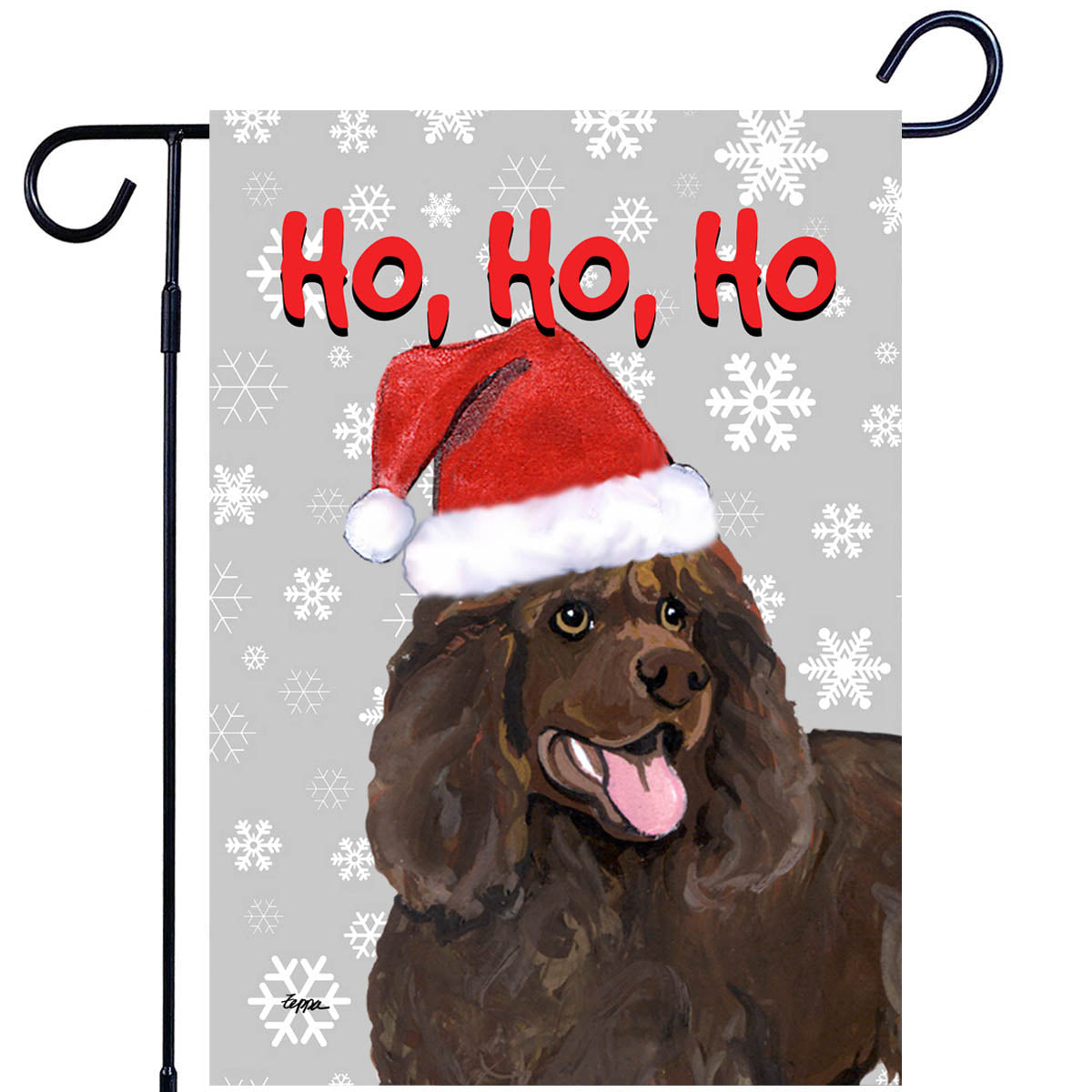 Irish Water Spaniel Ho Ho Ho Garden Flag