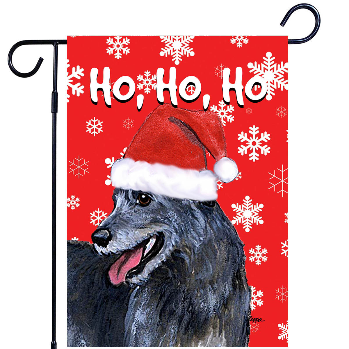 Irish Wolfhound Ho Ho Ho Garden Flag