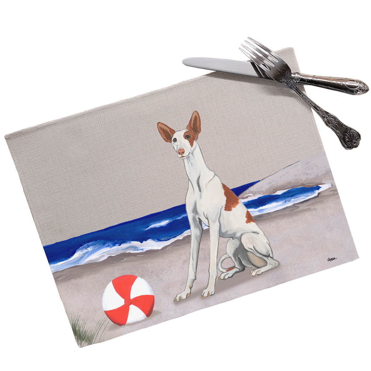 Ibizan Hound on the beach Placemats