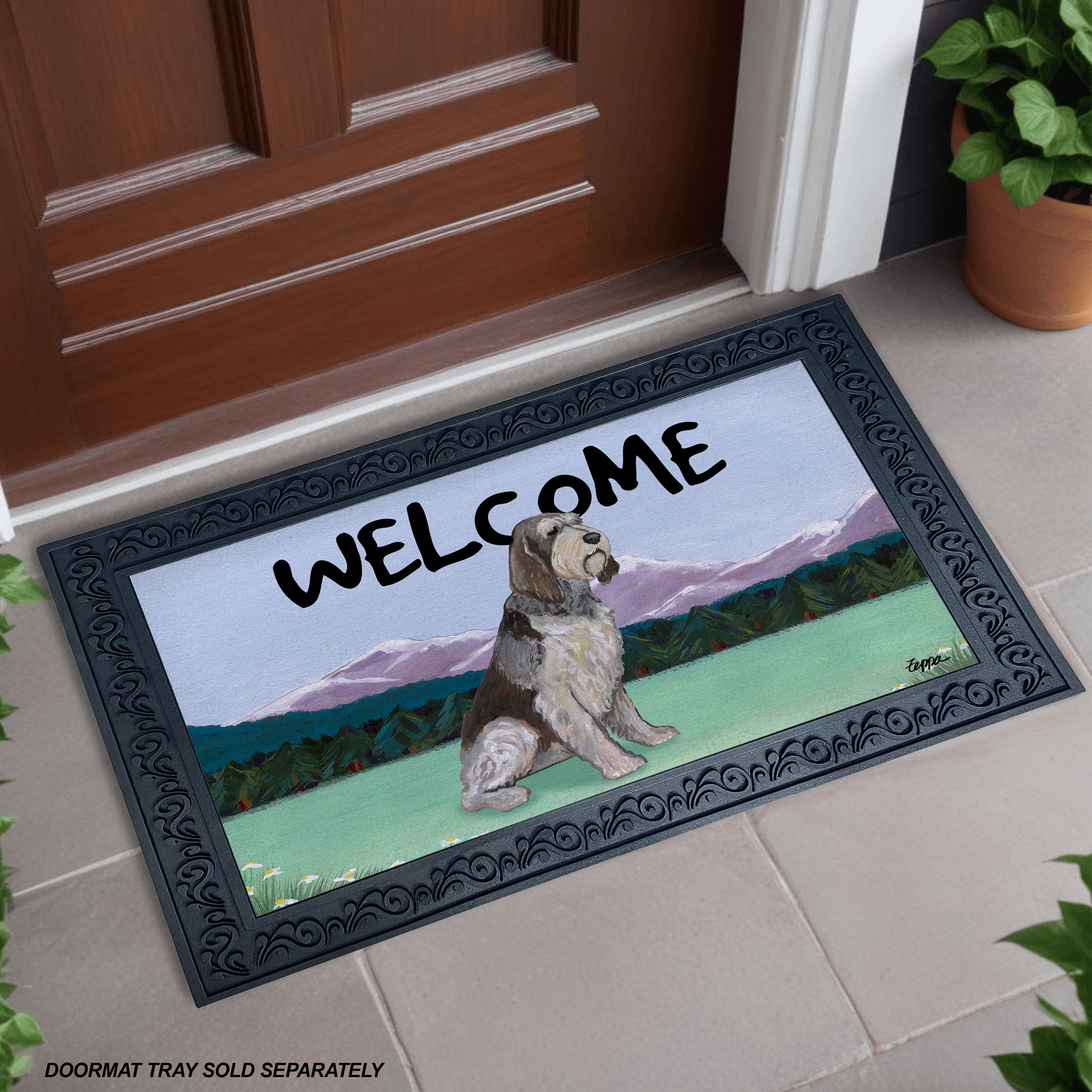 Italian Spinone Mountain Scene Welcome Mat