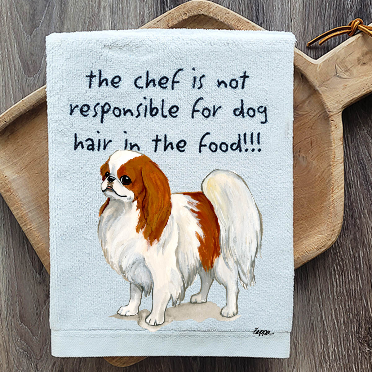 Pawsitively Adorable Red and White Japanese Chin Kitchen Towel