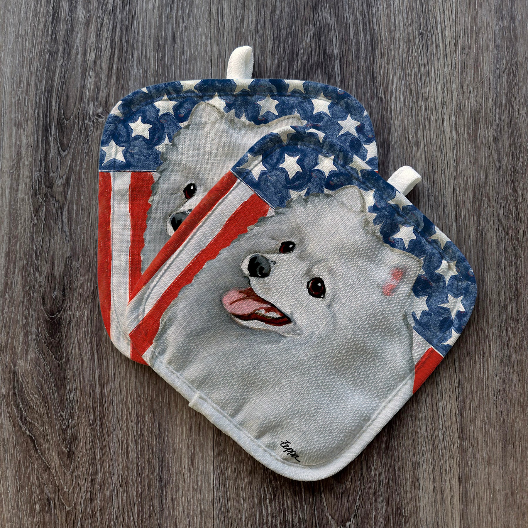 Japanese Spitz Americana Pot Holders