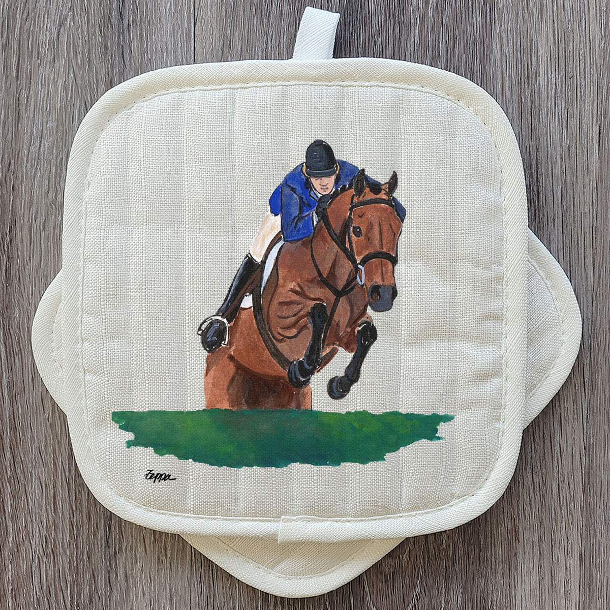 Pot Holder Set with Hunter Jumper Design