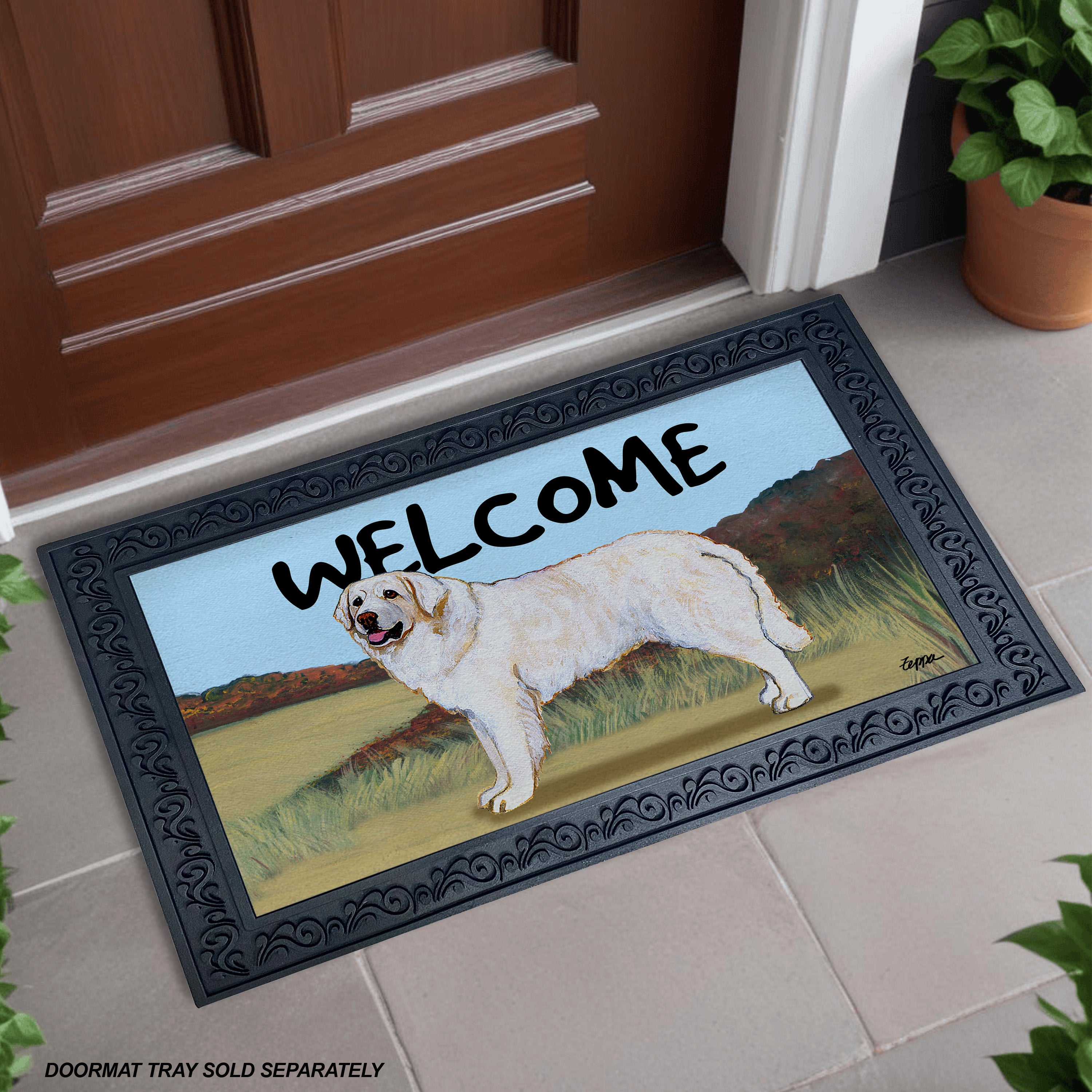 Kuvasz Field Scene Welcome Mat