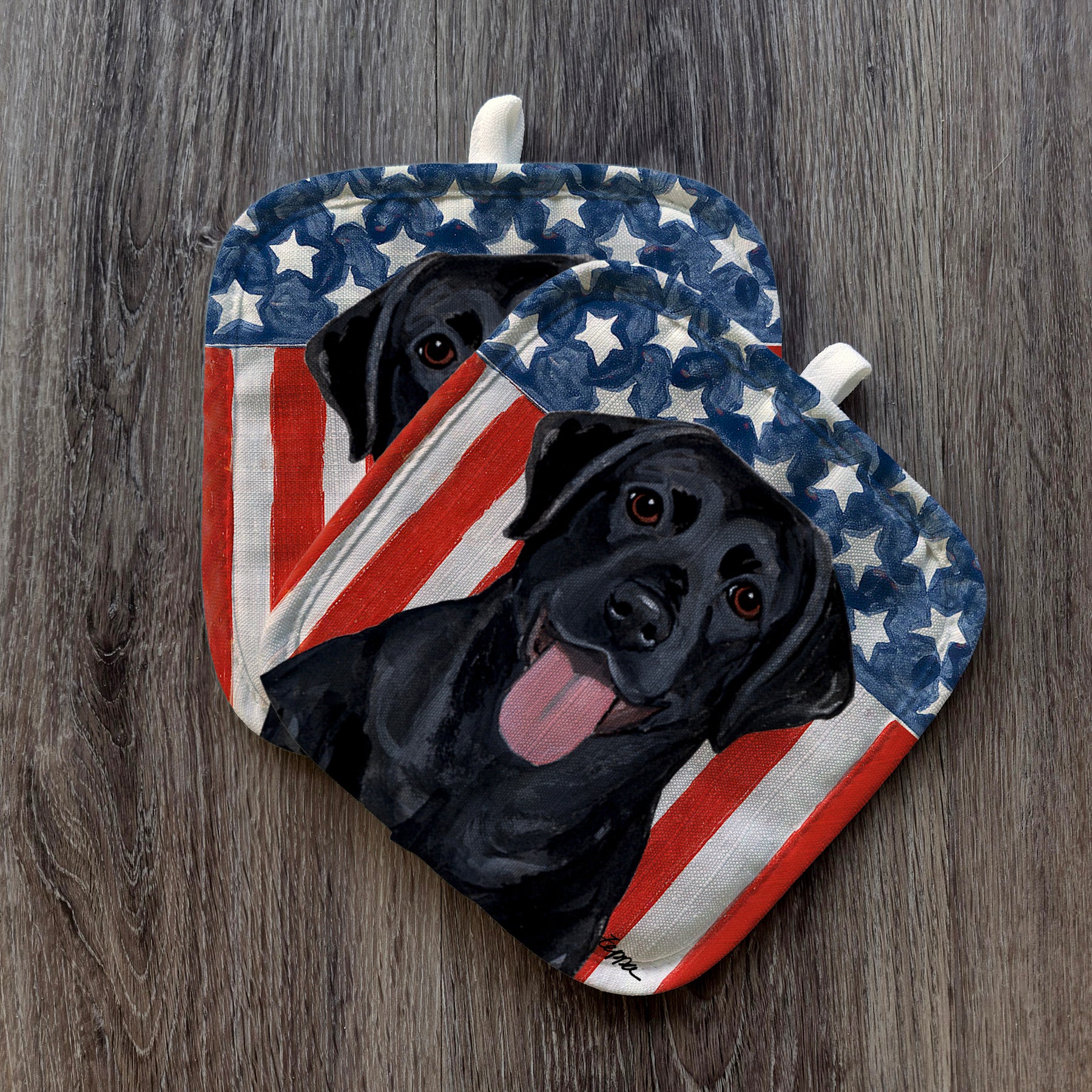 Black Lab Americana Pot Holders