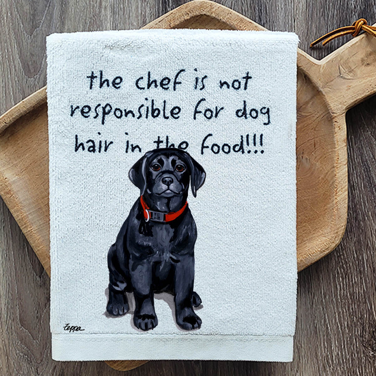 Pawsitively Adorable Black Lab Puppy Kitchen Towel