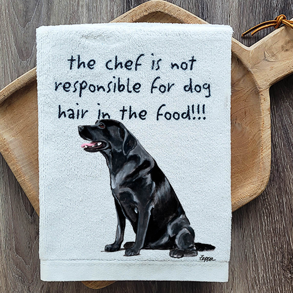 Pawsitively Adorable Black Lab Sitting Kitchen Towel