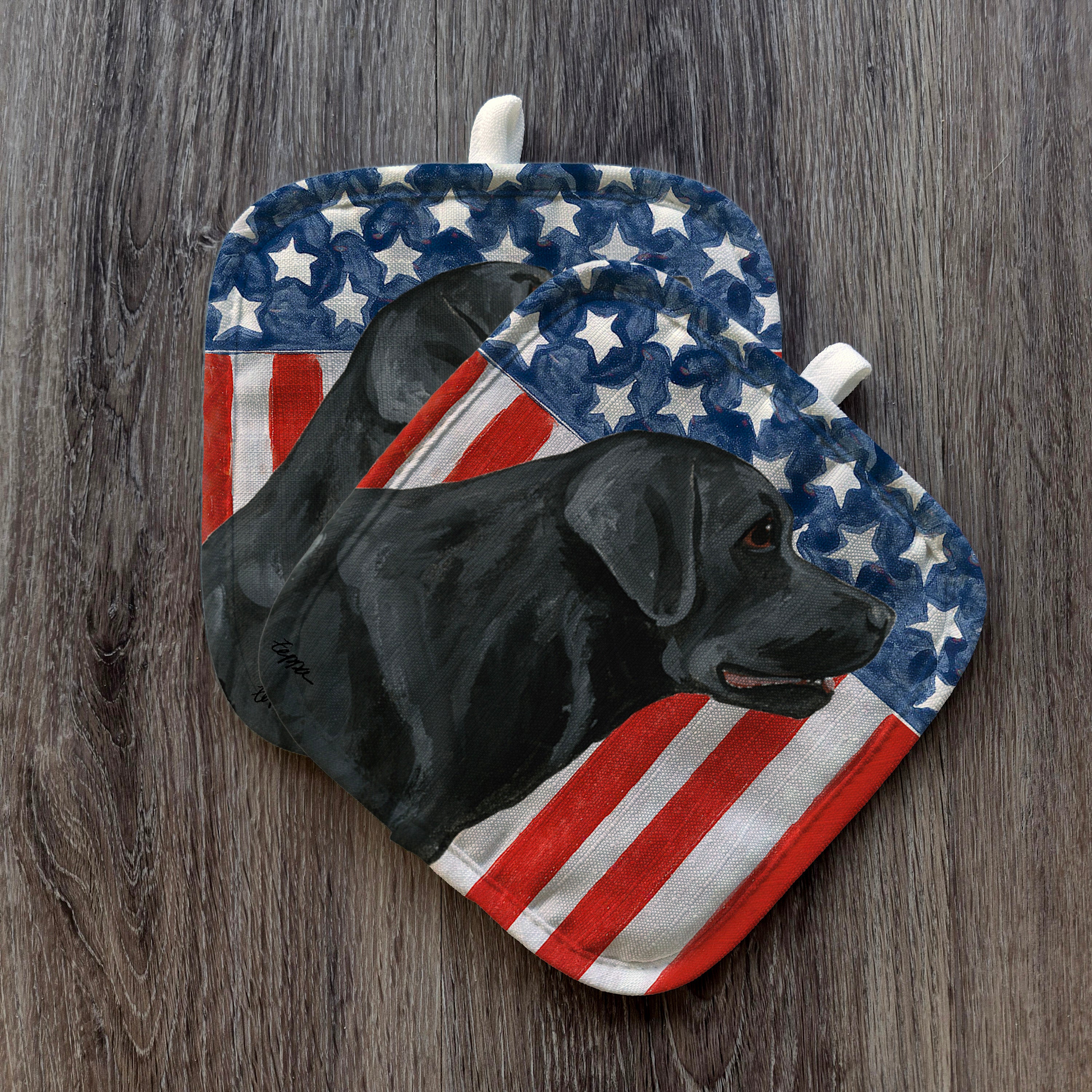 Black Lab Americana Pot Holders