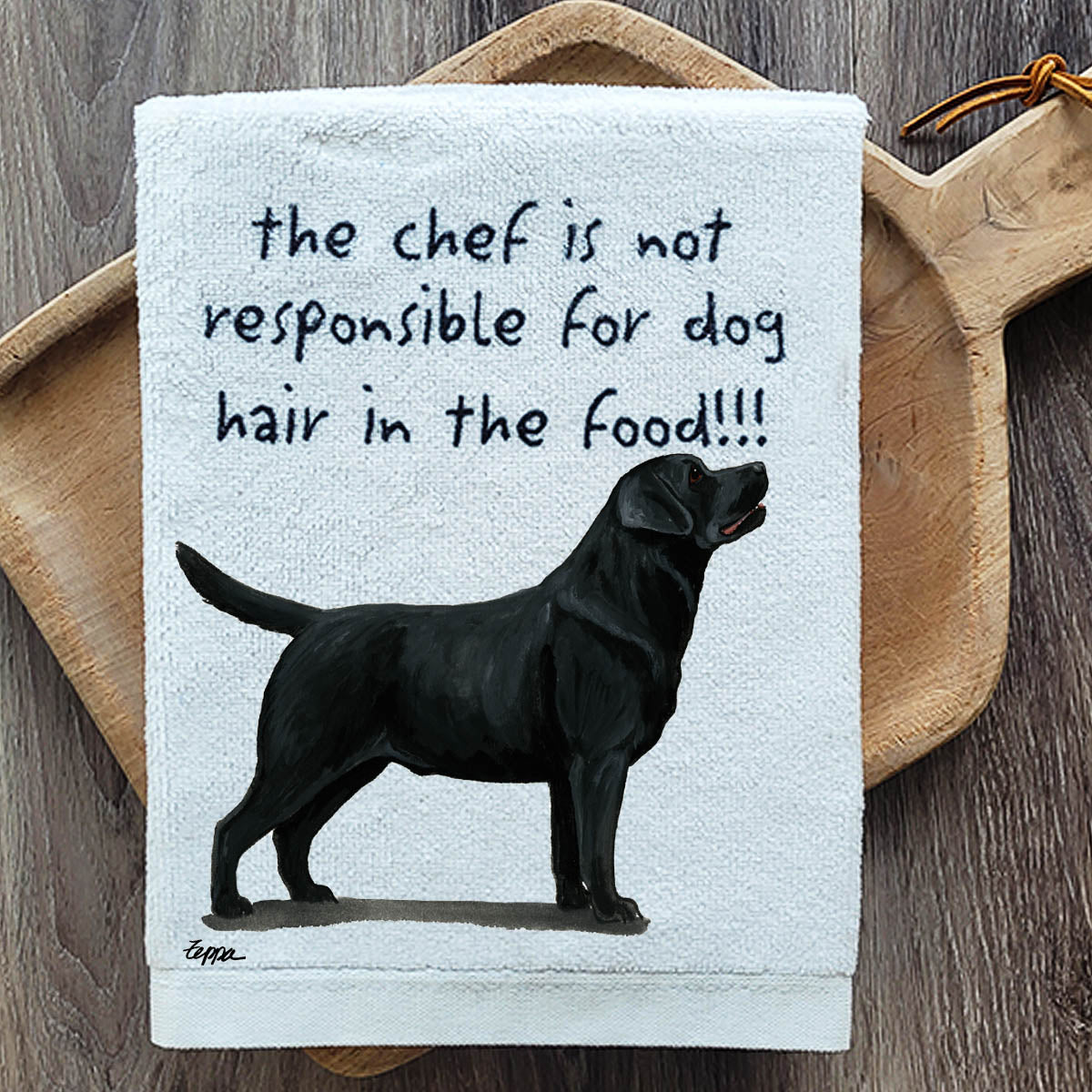 Pawsitively Adorable Black Lab Standing Kitchen Towel