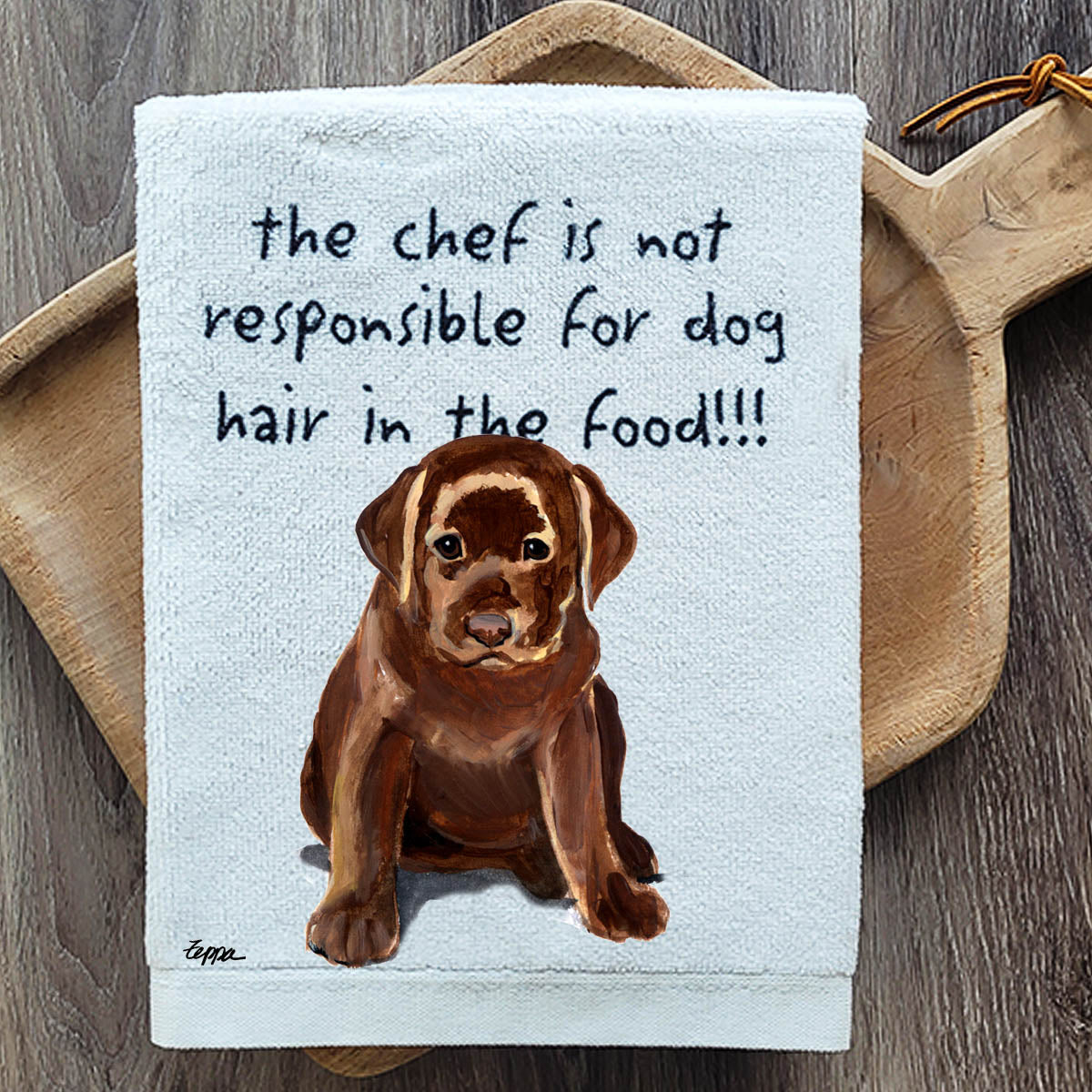 Pawsitively Adorable Chocolate Lab Puppy Kitchen Towel