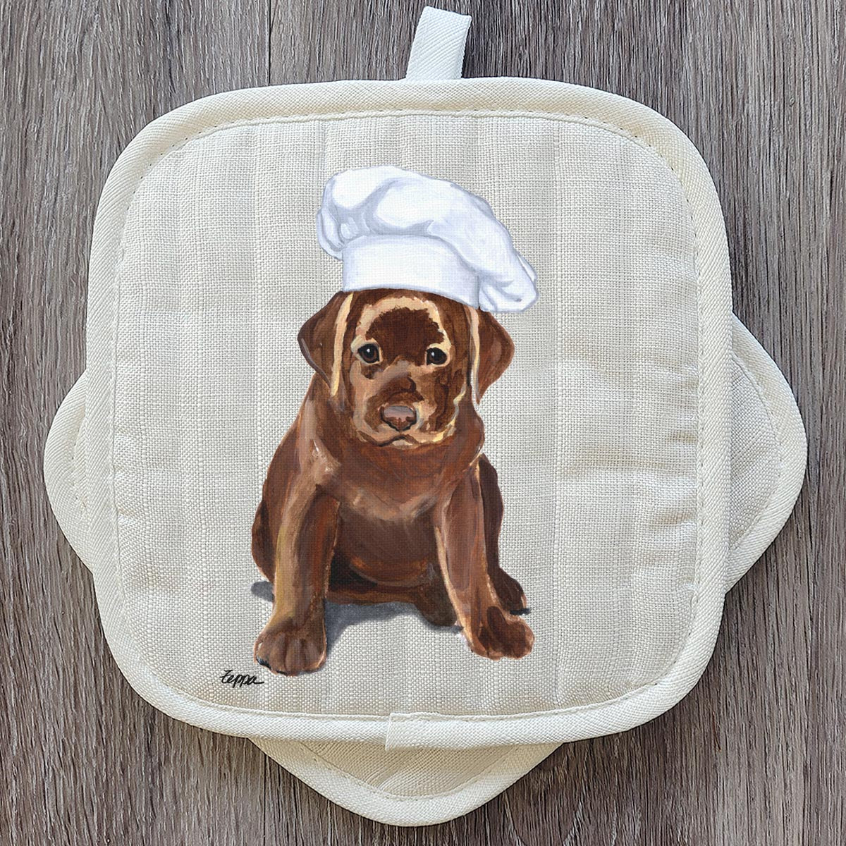 Chocolate Lab Puppy Pot Holder Set