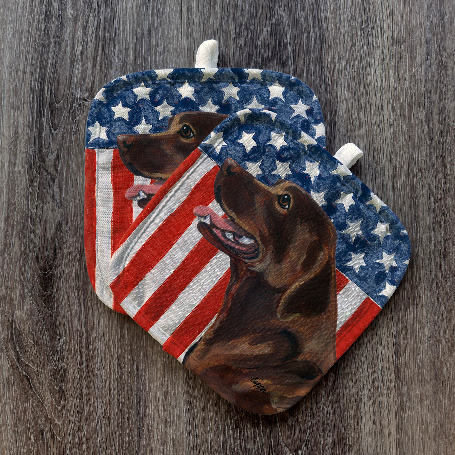Chocolate Lab Americana Pot Holders